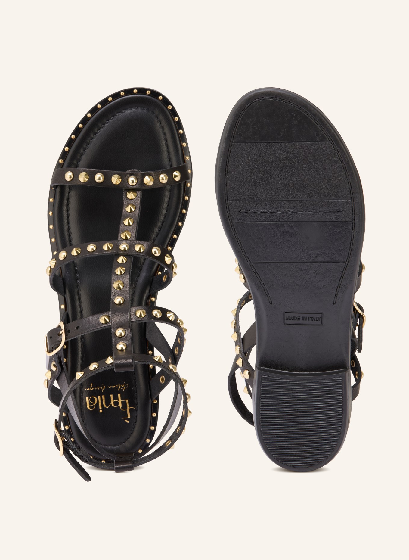 È MIA Studded sandals: BLACK / GOLD