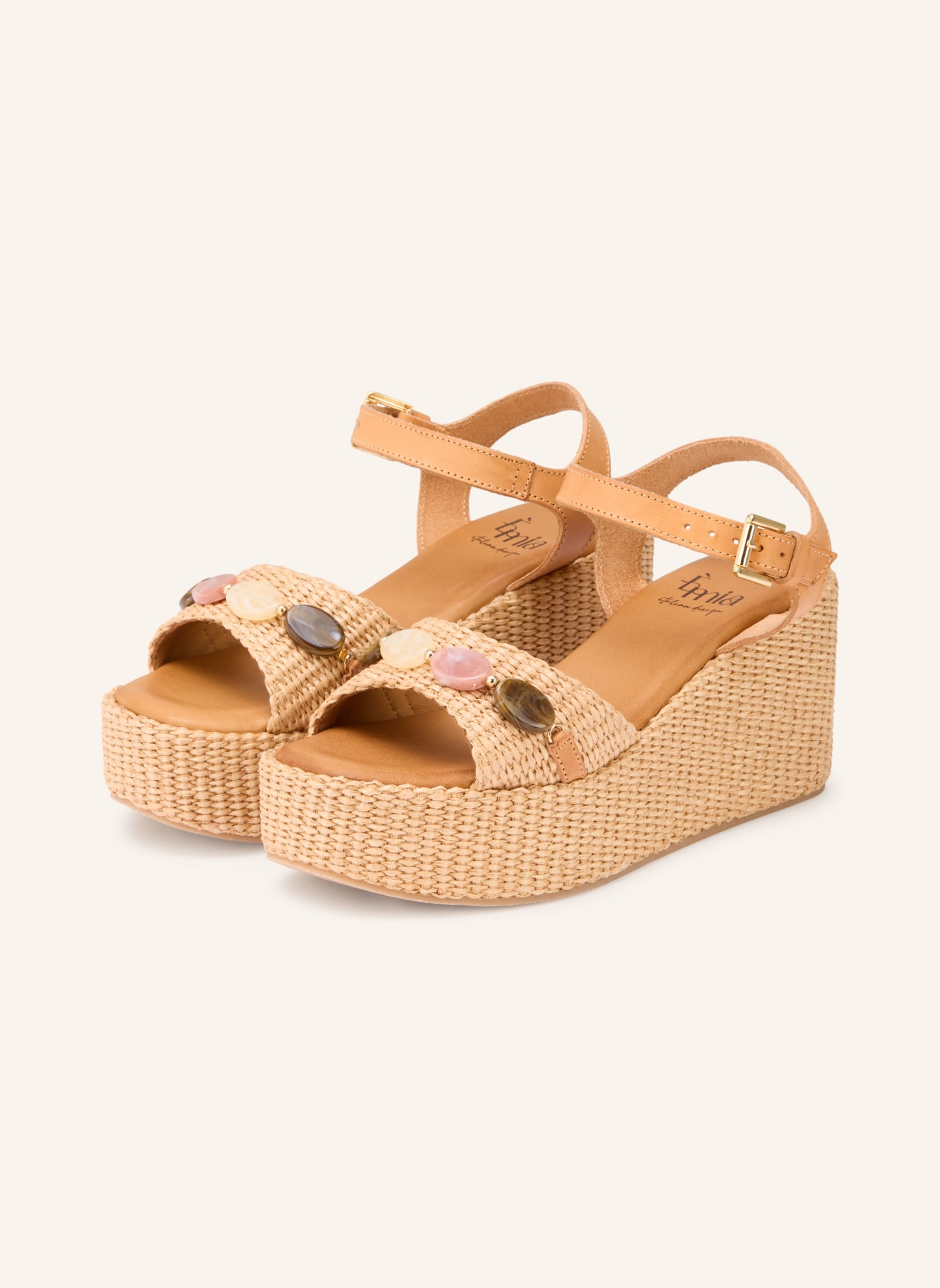 È MIA Platform wedges with gemstones: BEIGE