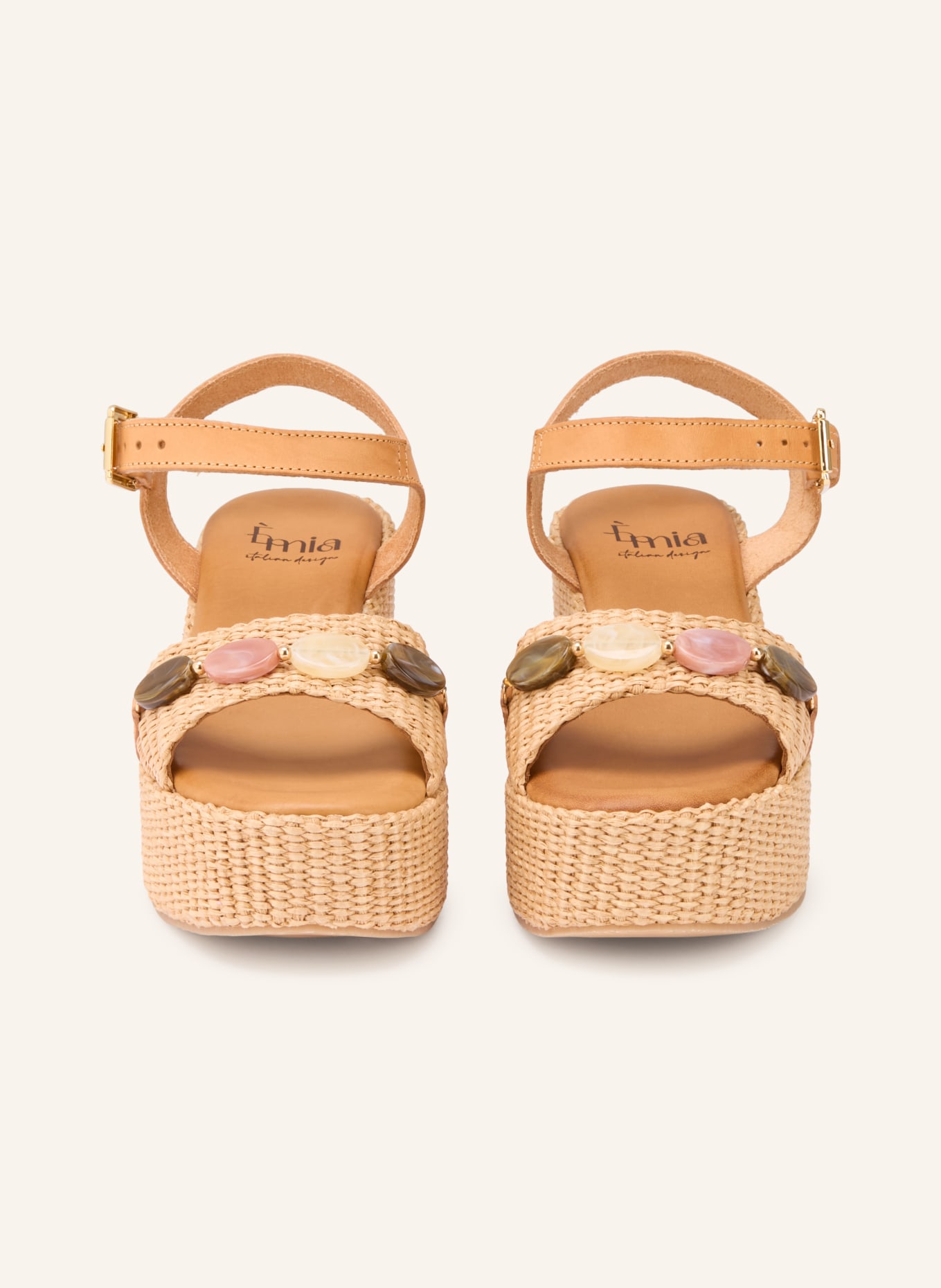 È MIA Platform wedges with gemstones: BEIGE
