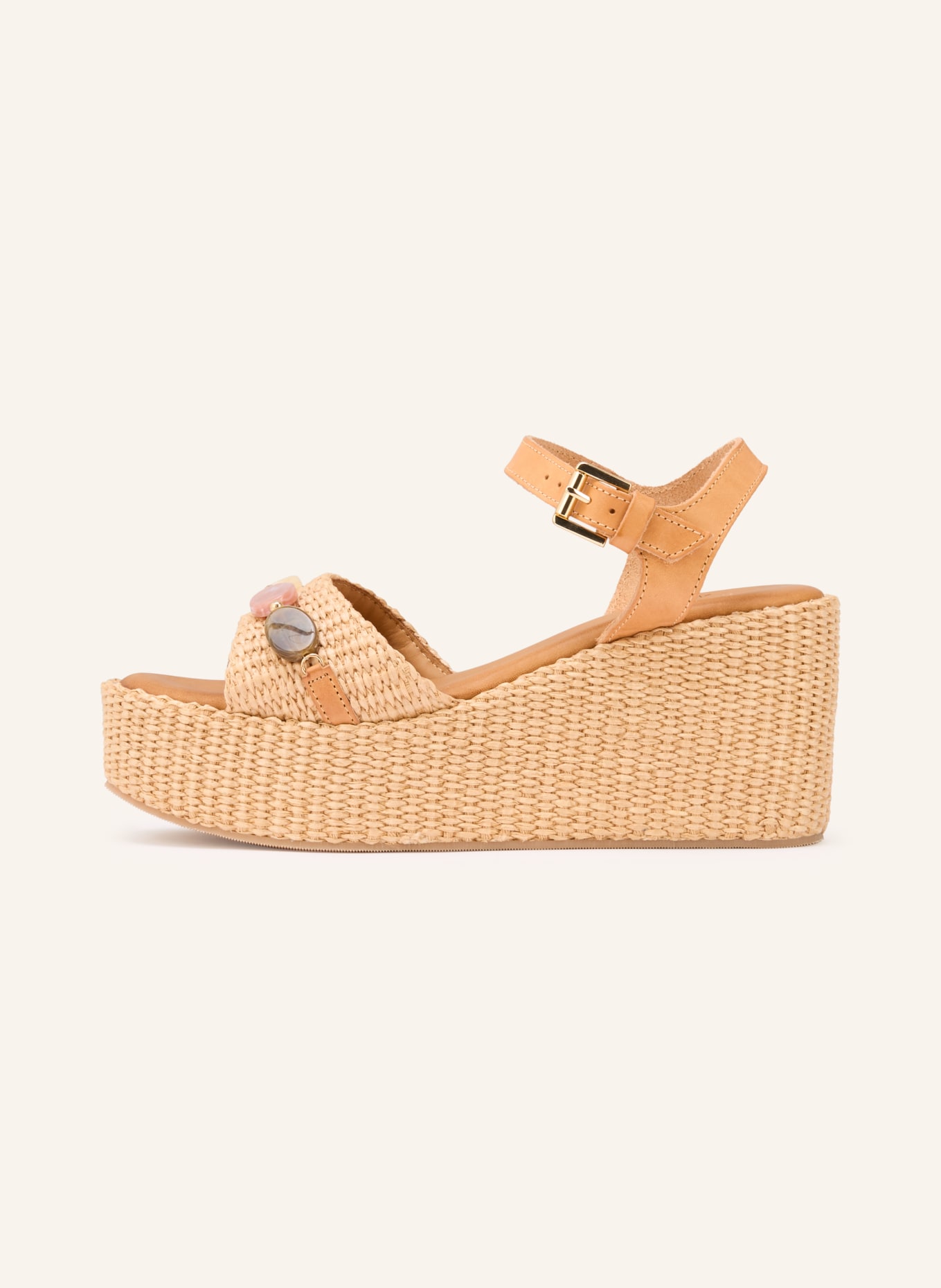 È MIA Platform wedges with gemstones: BEIGE