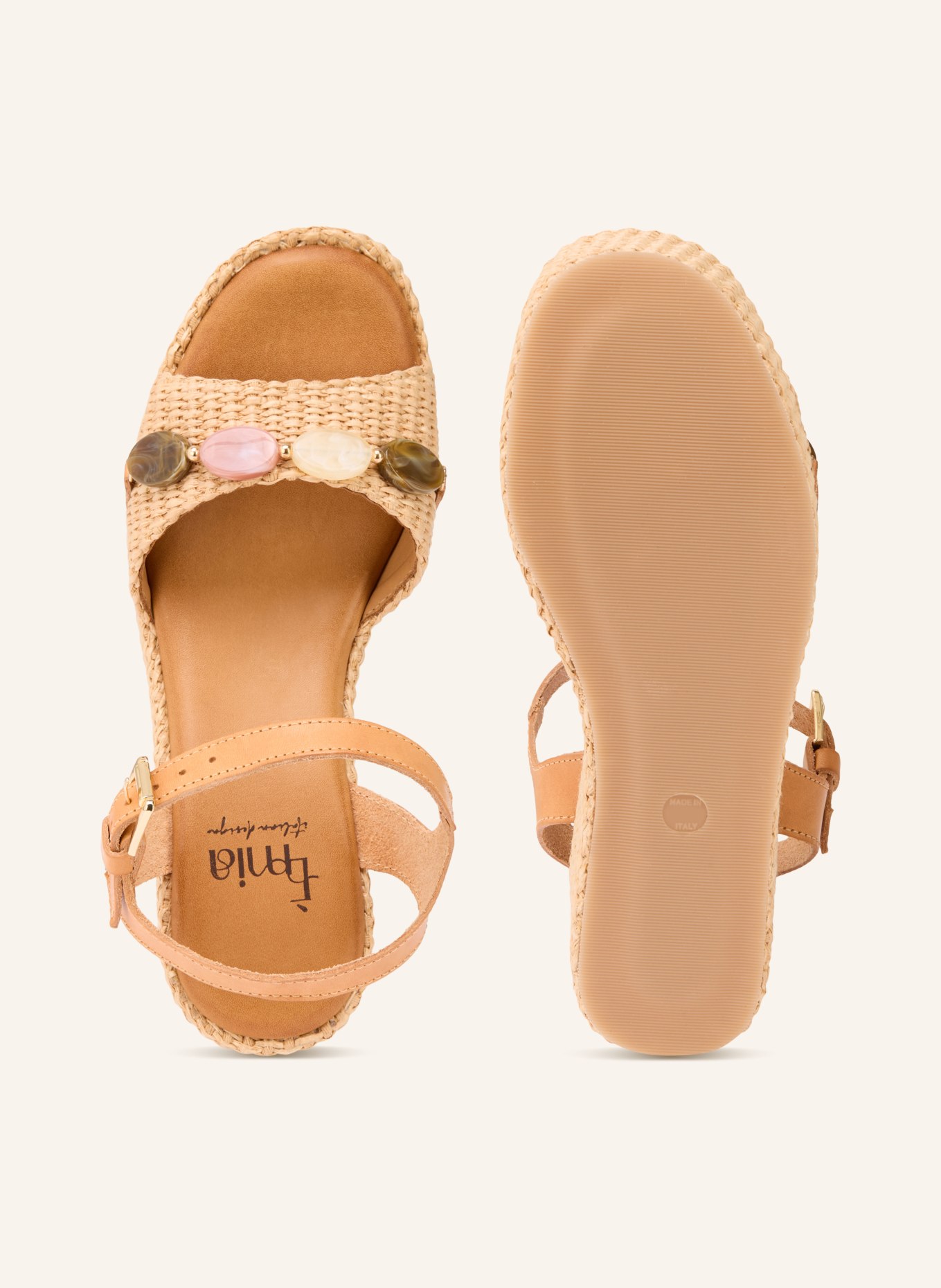 È MIA Platform wedges with gemstones: BEIGE