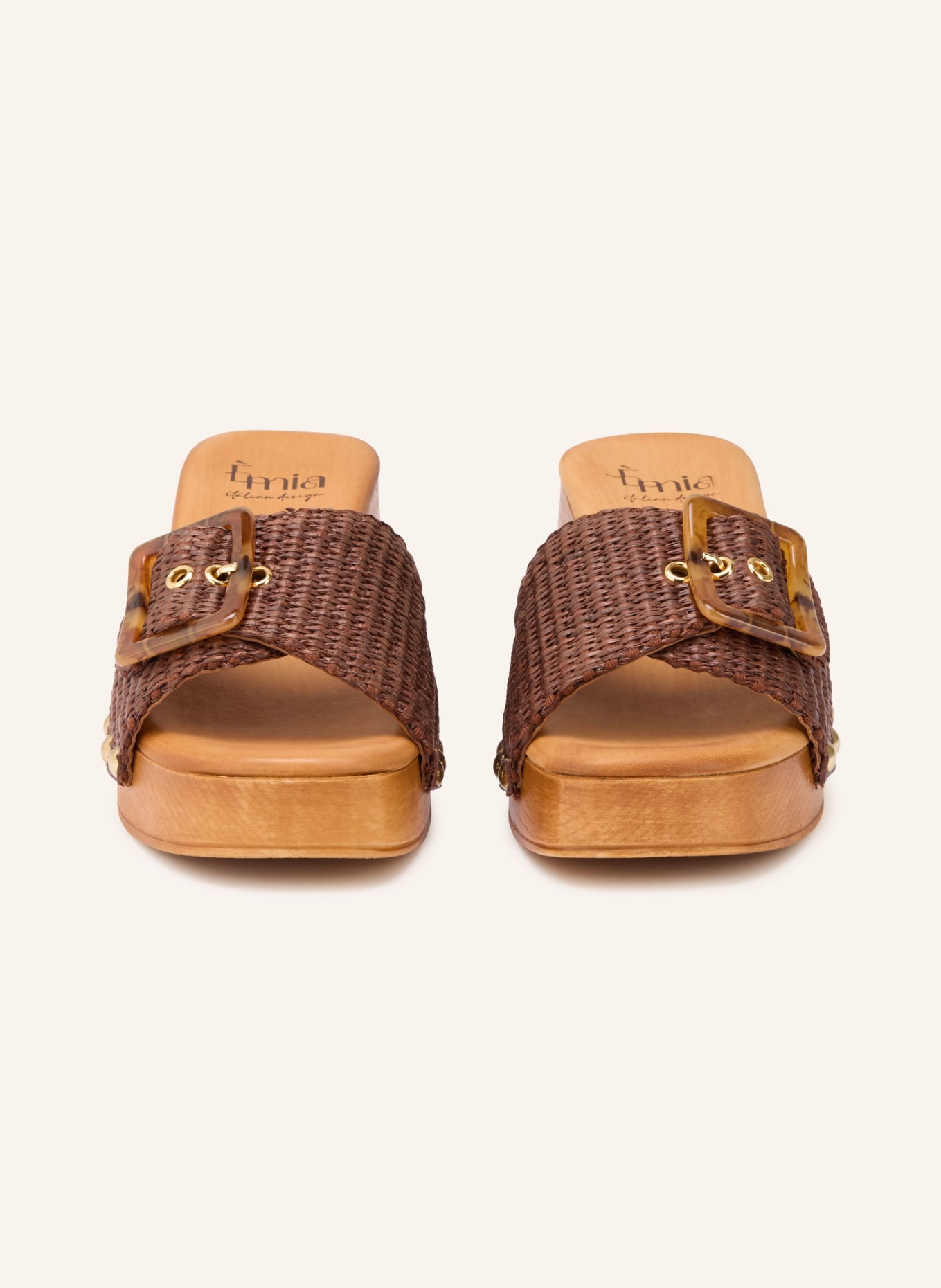 È MIA Platform mules with studs: BROWN