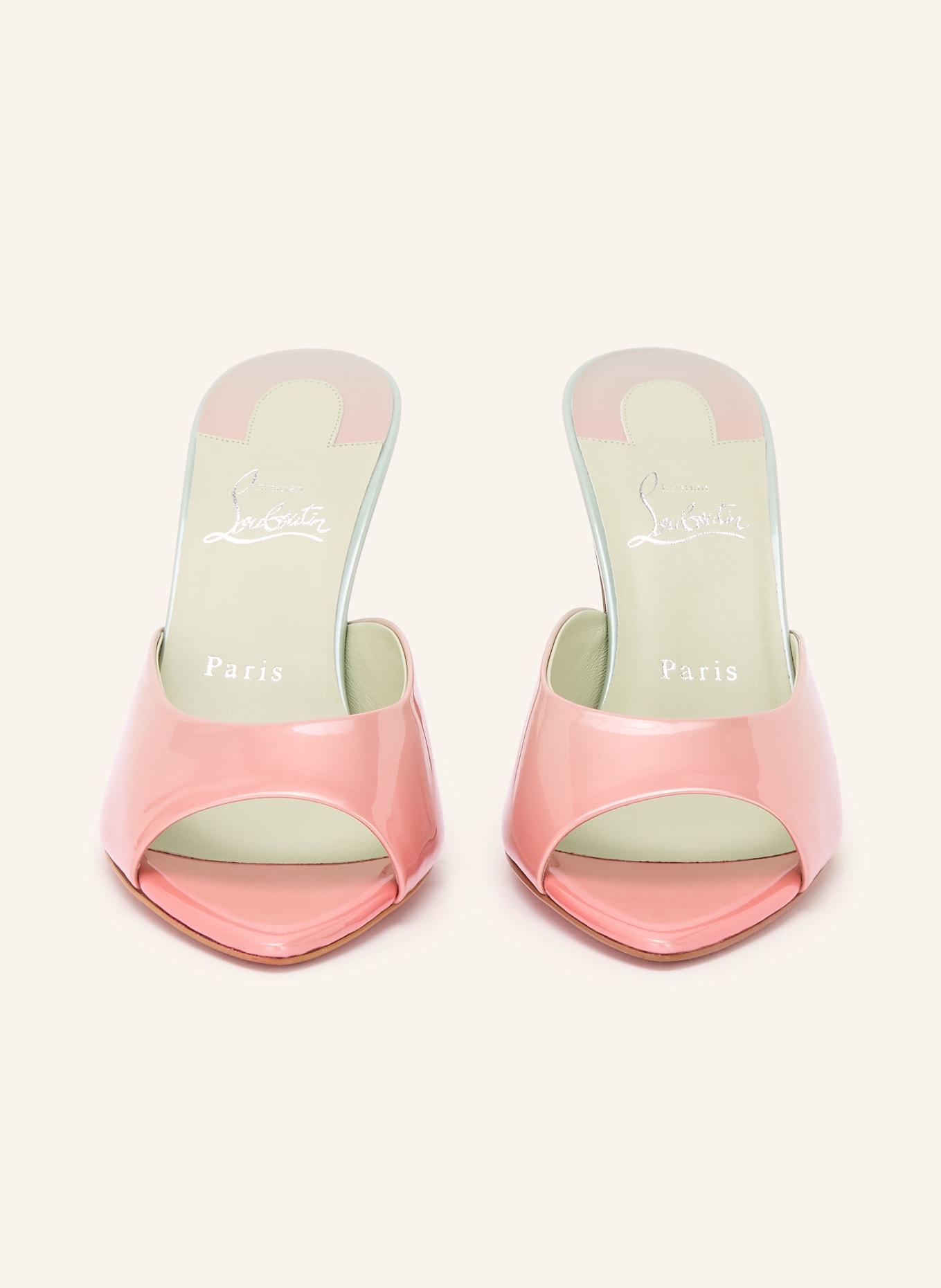 Christian Louboutin Lakierowane klapki MISS Z 80: ŁOSOSIOWY / MIĘTOWY