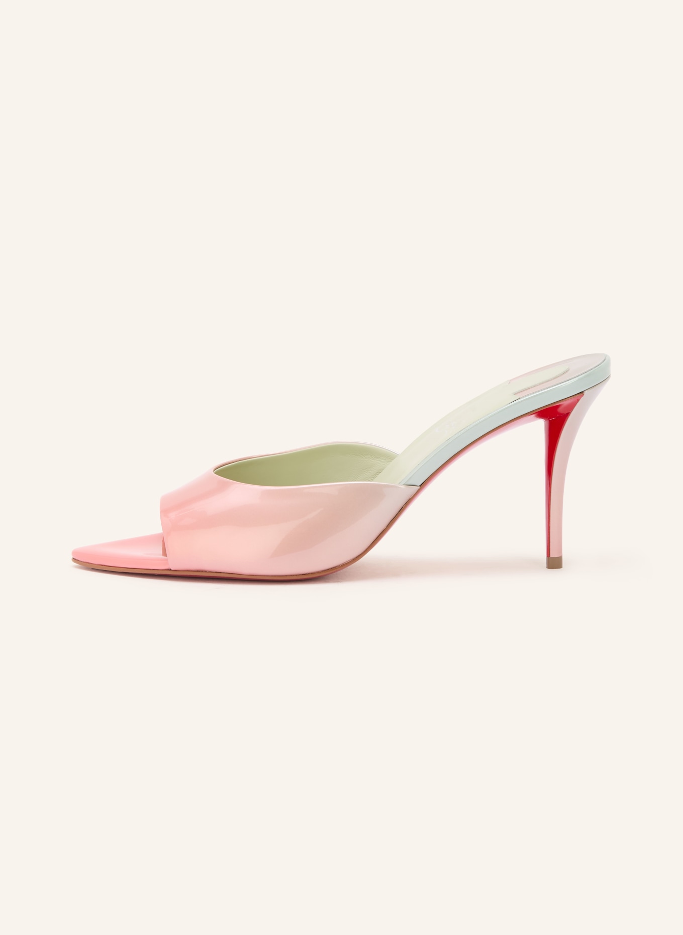 Christian Louboutin Lakierowane klapki MISS Z 80: ŁOSOSIOWY / MIĘTOWY