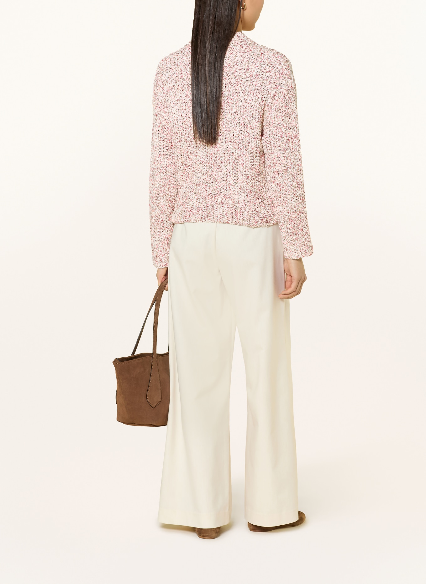 BETTY&CO Svetr s třpytivou přízí: BÉŽOVÁ / ČERVENÁ