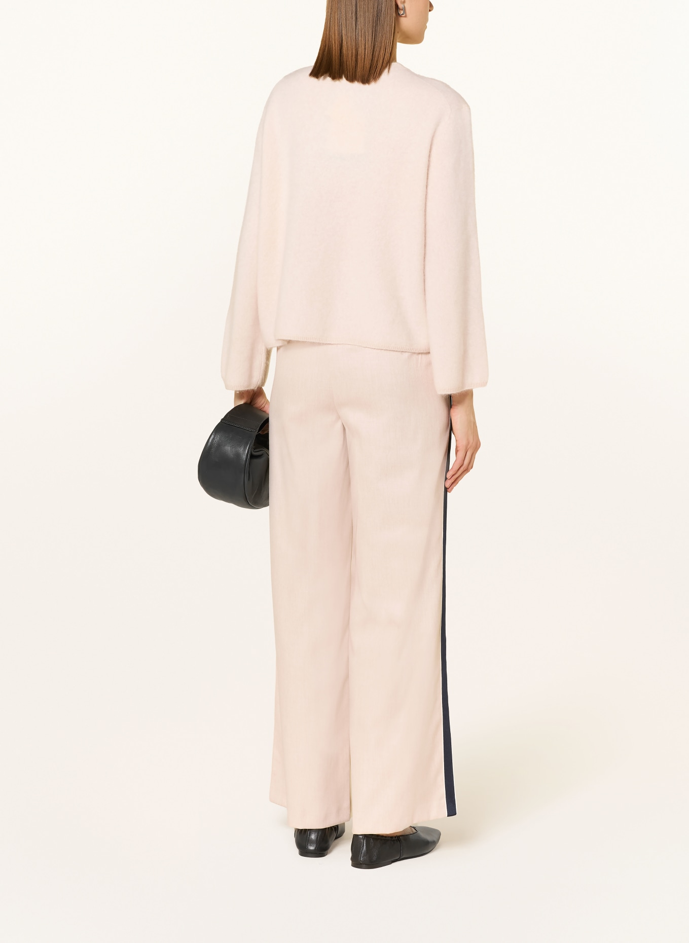 BETTY&CO Kalhoty Marlene s pruhy: BÉŽOVÁ / ČERNÁ