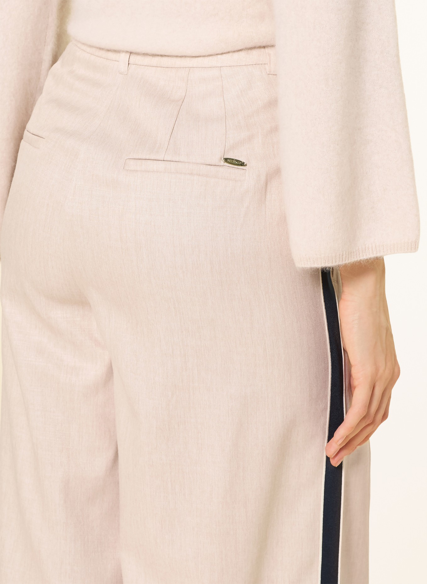 BETTY&CO Kalhoty Marlene s pruhy: BÉŽOVÁ / ČERNÁ