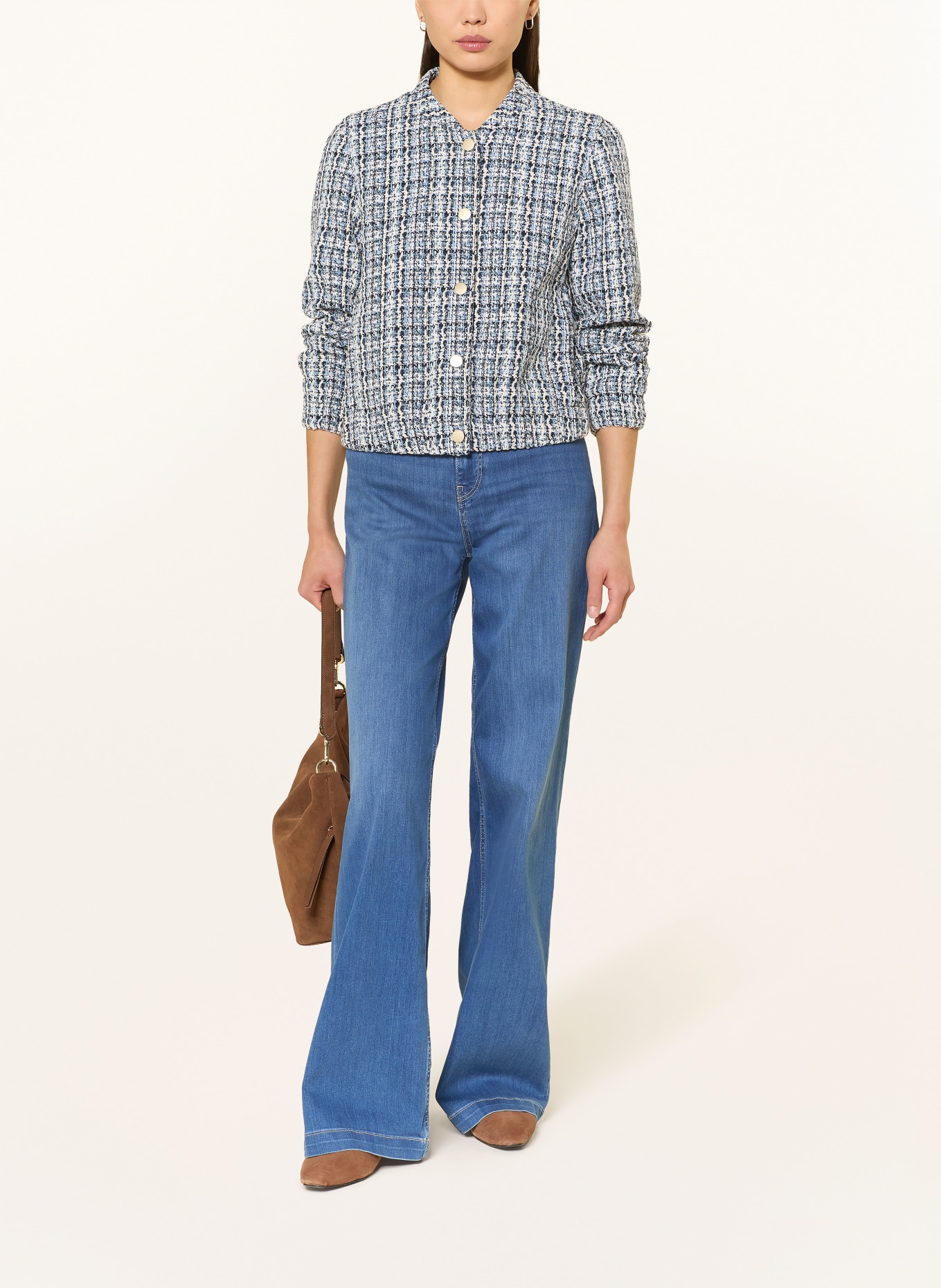 BETTY&CO Bouclé-Blouson: ECRU / HELLBLAU / DUNKELBLAU