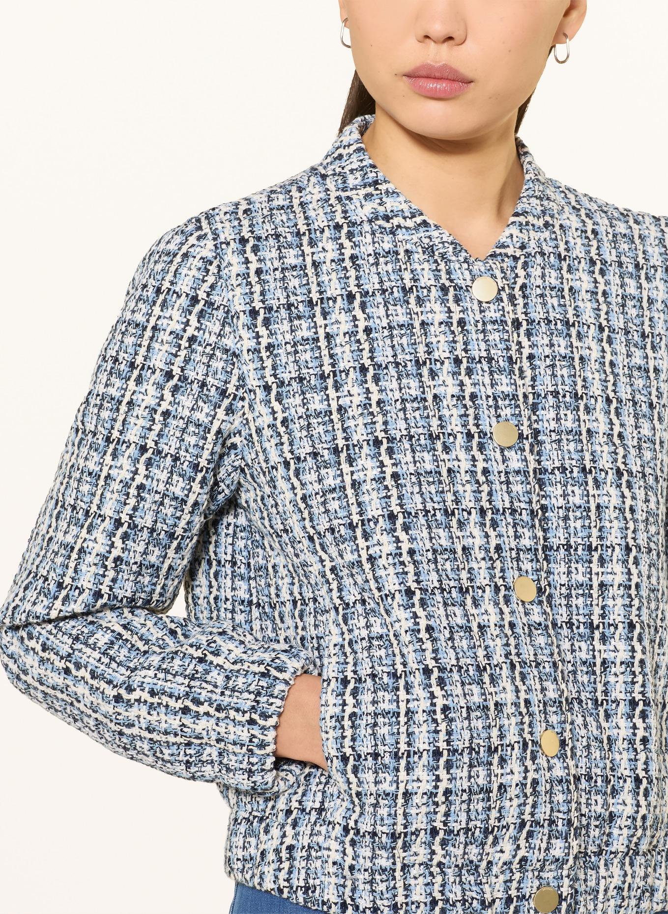 BETTY&CO Bouclé-Blouson: ECRU / HELLBLAU / DUNKELBLAU
