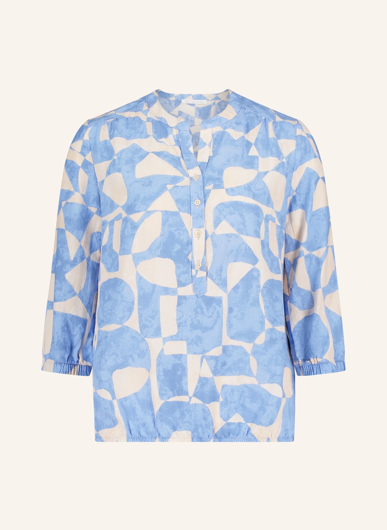 BETTY&CO Blůza s 3/4 rukávem: TMAVĚ MODRÁ / BÉŽOVÁ