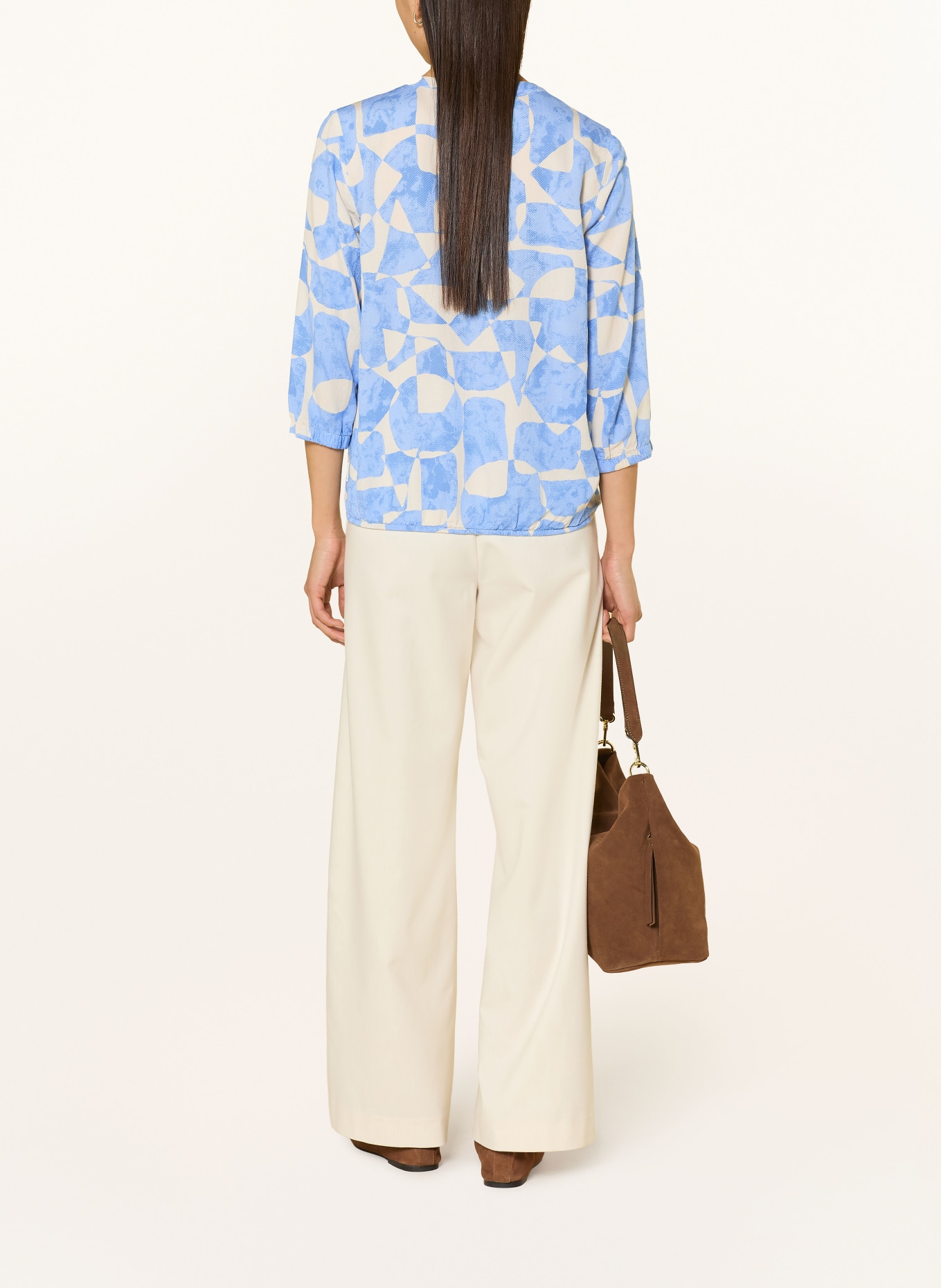 BETTY&CO Blůza s 3/4 rukávem: TMAVĚ MODRÁ / BÉŽOVÁ