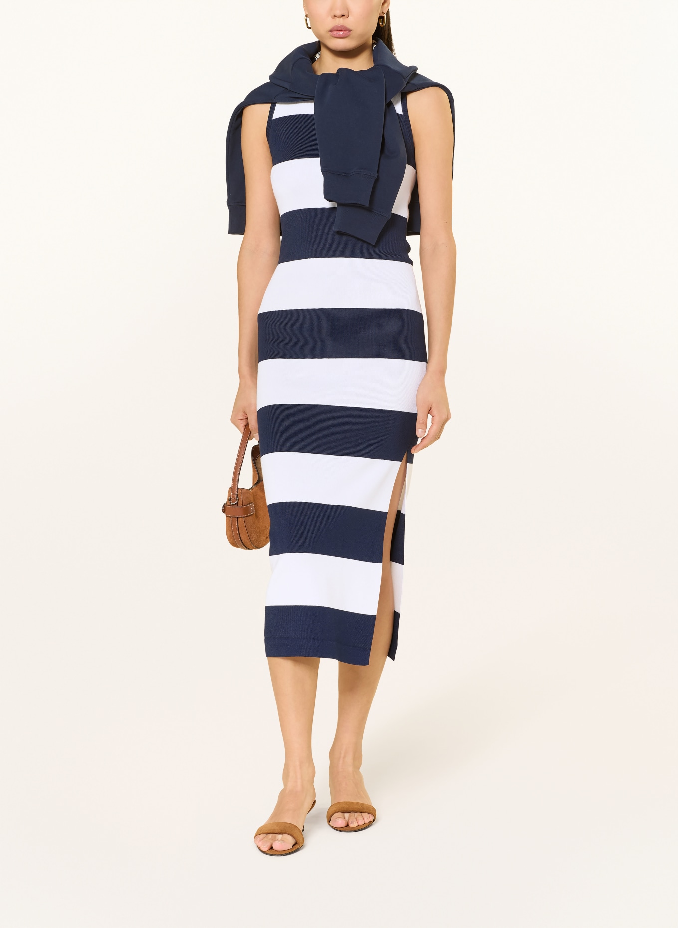 LAUREN RALPH LAUREN sukienka z dżerseju: GRANATOWY / BIAŁY