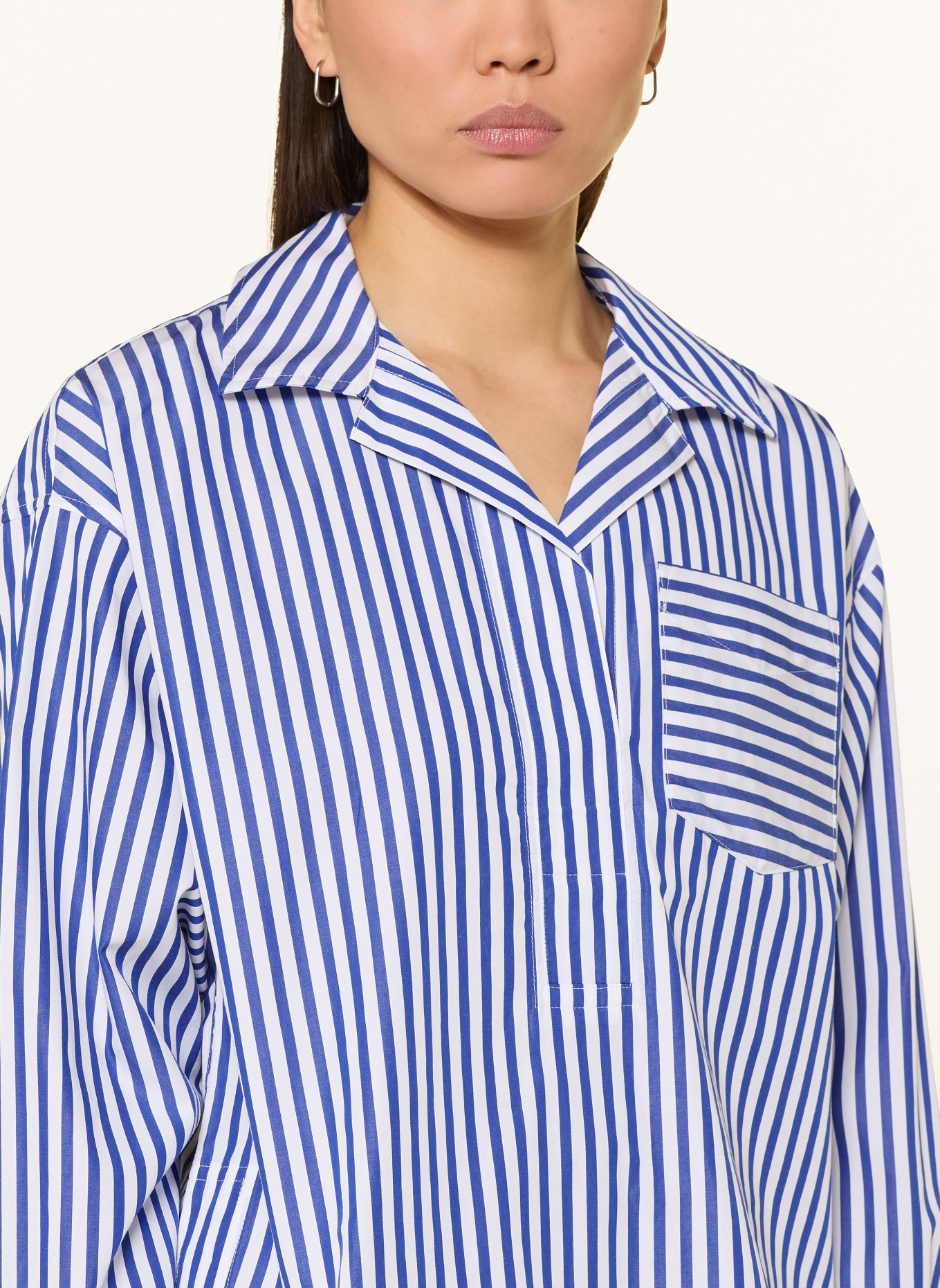 LAUREN RALPH LAUREN blůza: MODRÁ / BÍLÁ