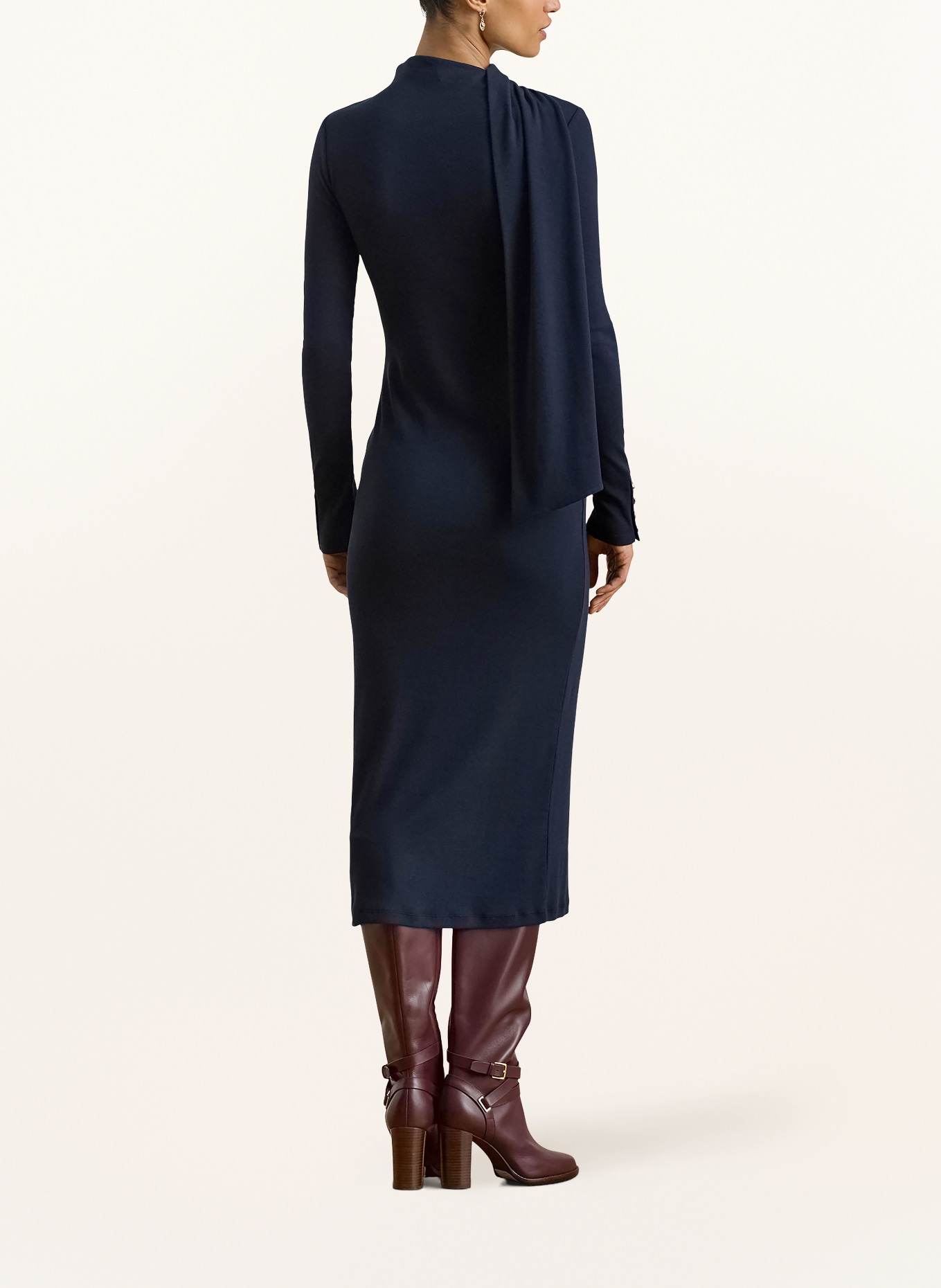 LAUREN RALPH LAUREN Sukienka z dzianiny z kokardą: GRANATOWY