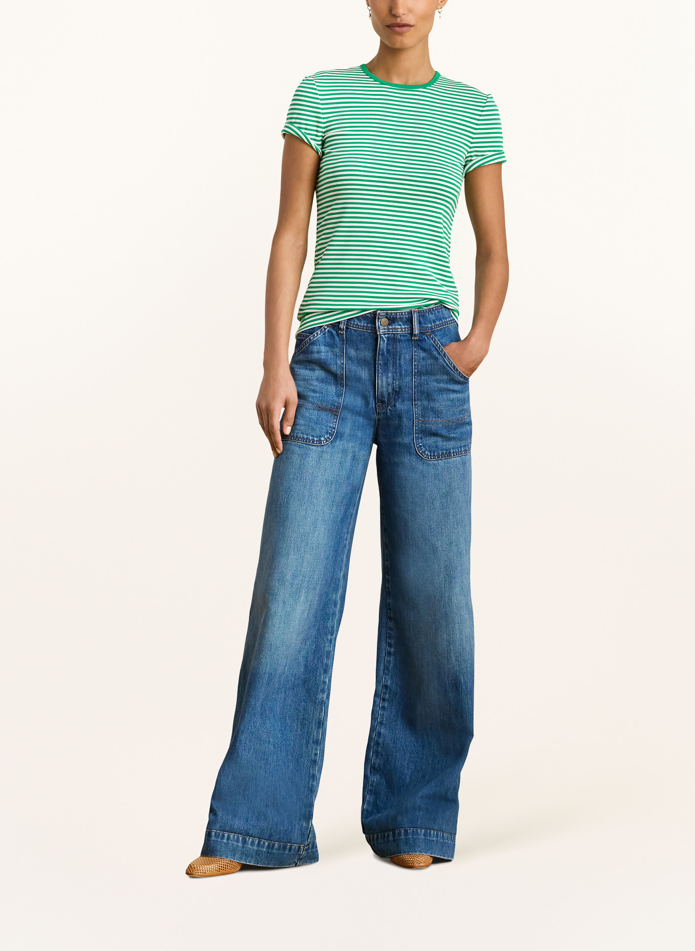 LAUREN RALPH LAUREN T-Shirt: GRÜN / WEISS