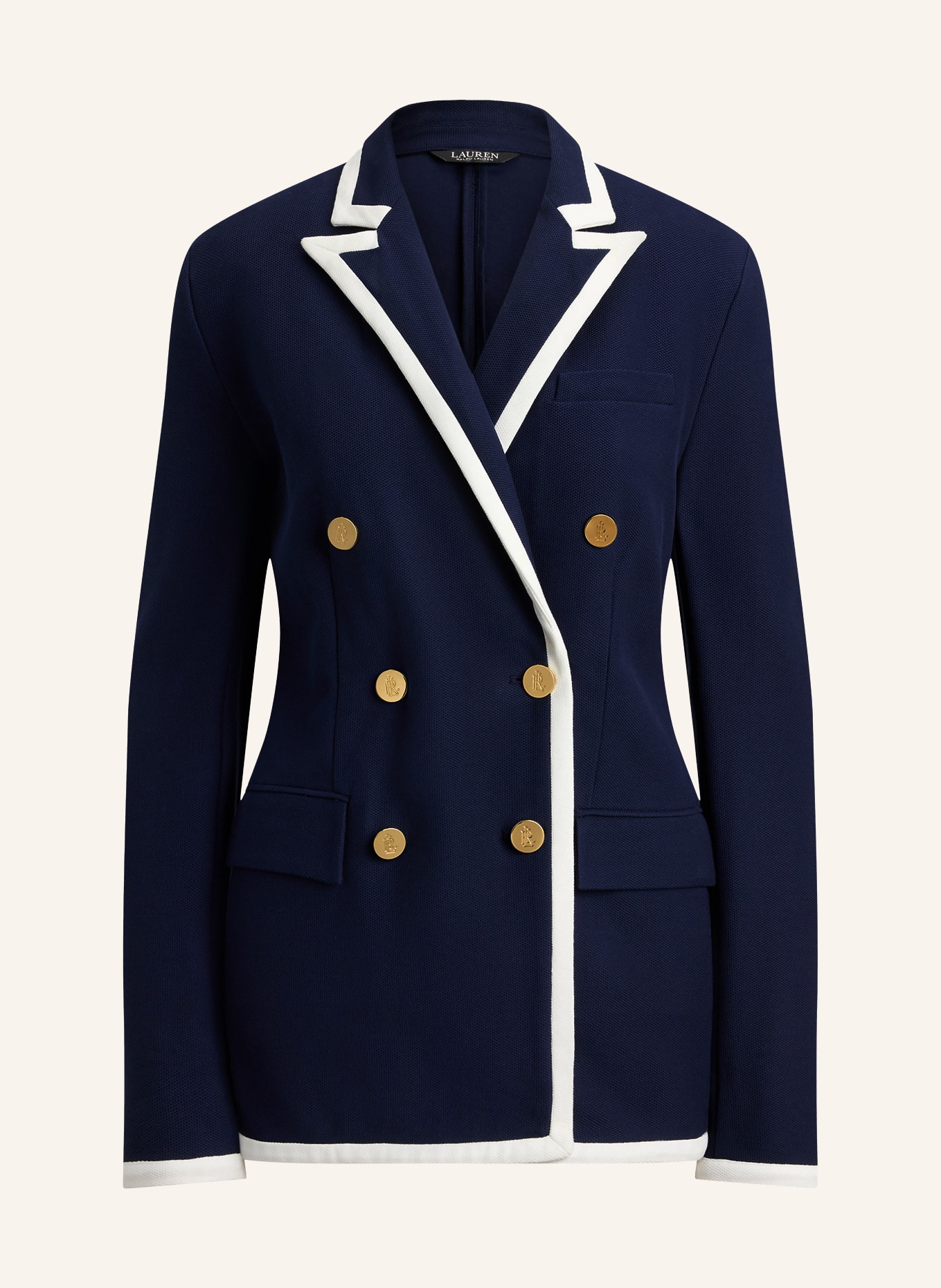 LAUREN RALPH LAUREN Piqué blazer: DONKERBLAUW / WIT
