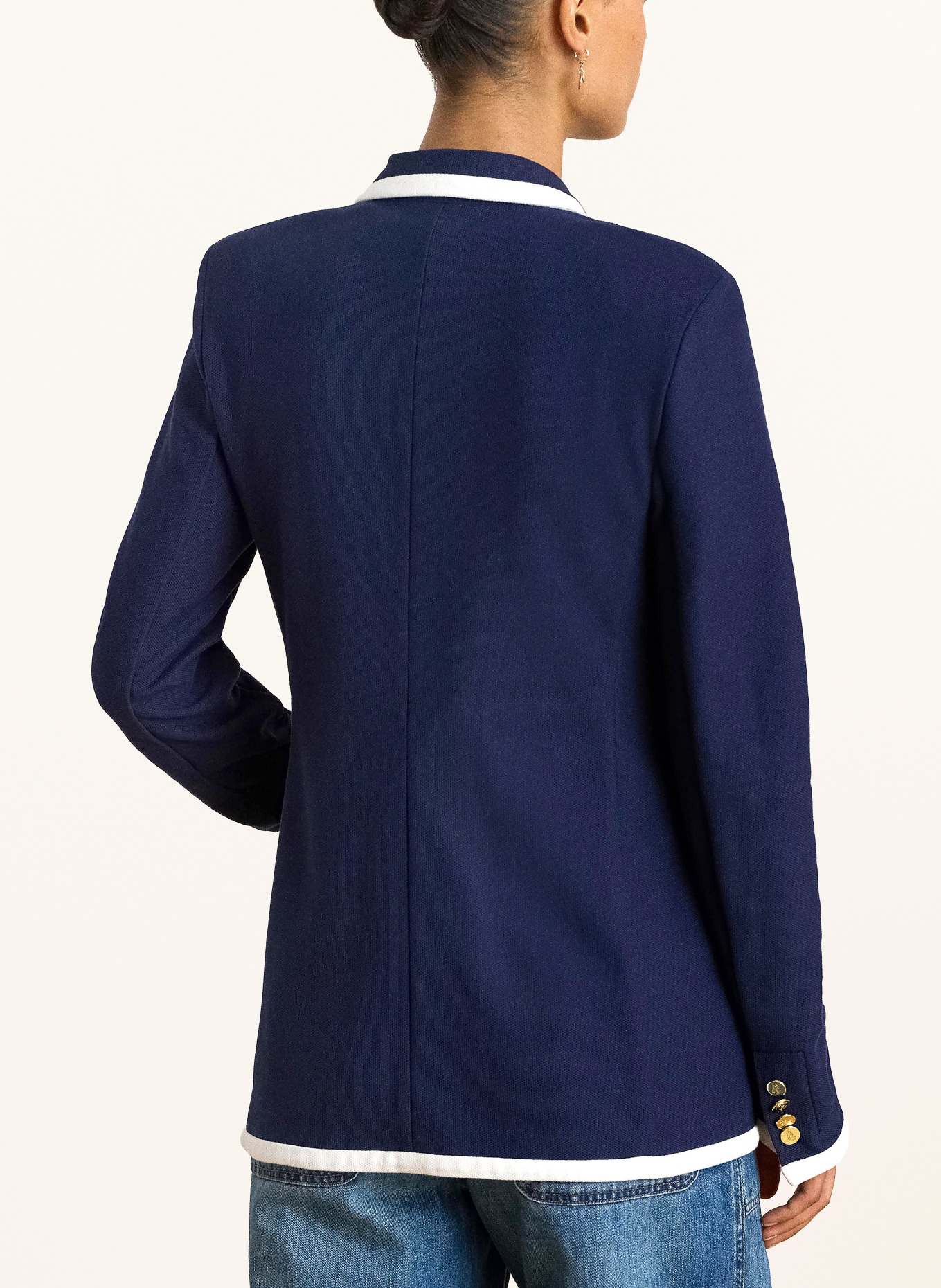 LAUREN RALPH LAUREN Piqué blazer: DONKERBLAUW / WIT
