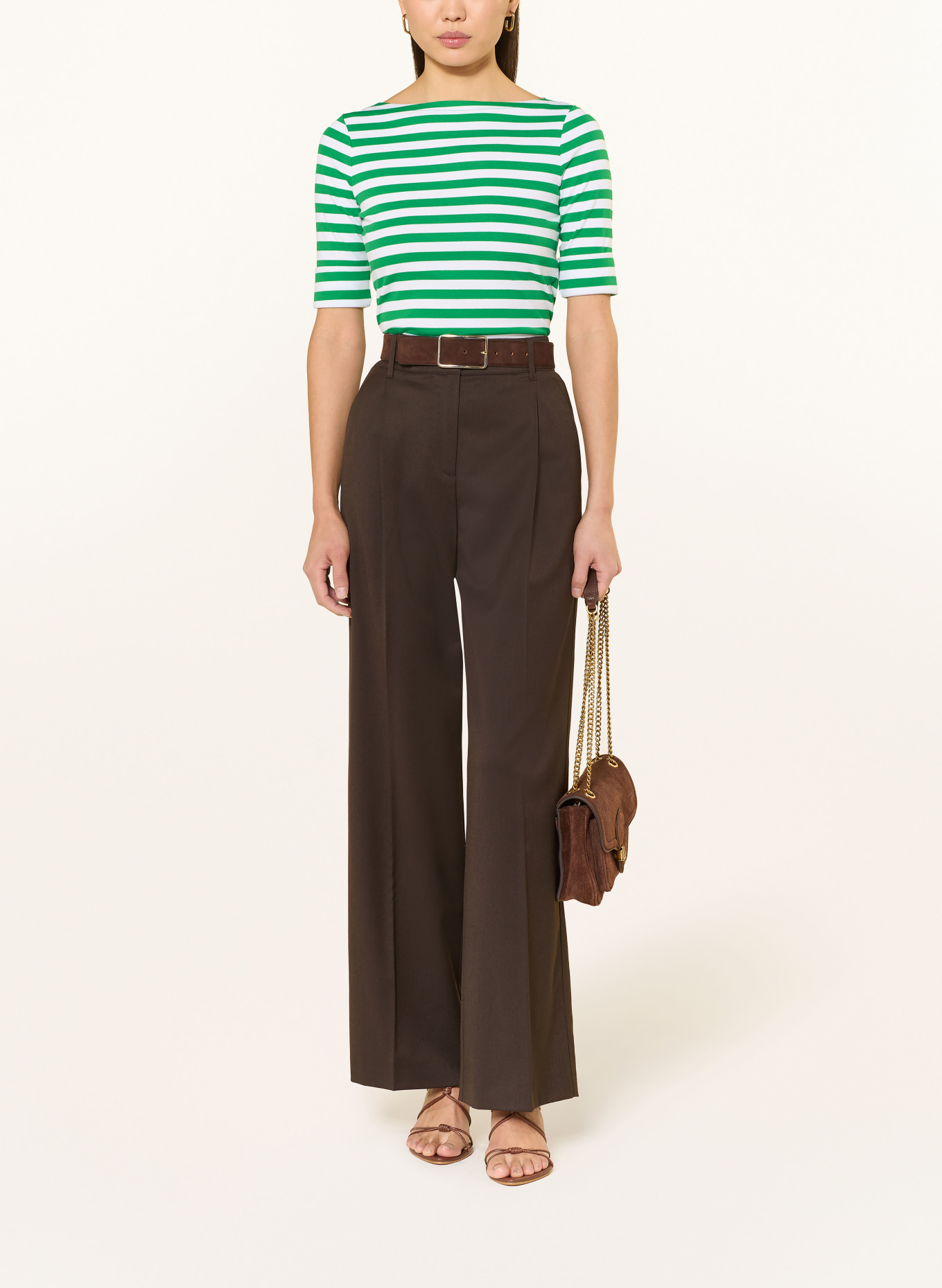 LAUREN RALPH LAUREN T-Shirt: GRÜN / WEISS