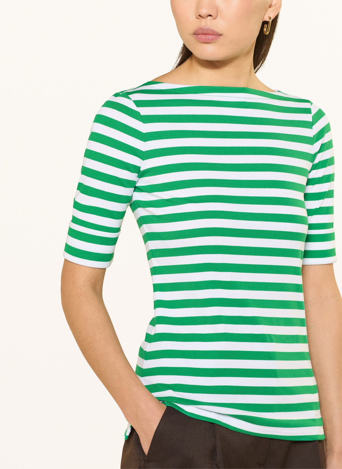 LAUREN RALPH LAUREN T-Shirt: GRÜN / WEISS