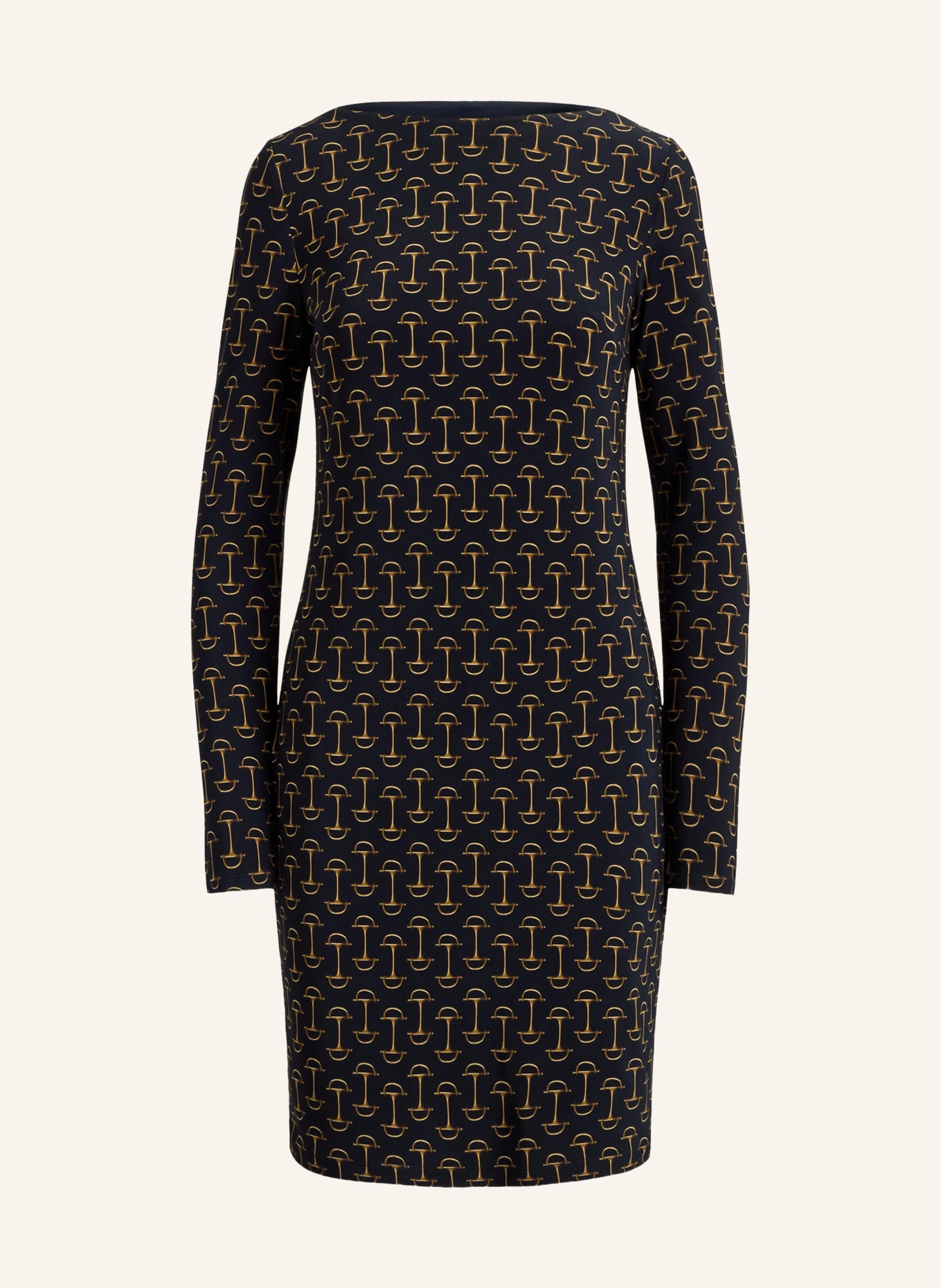 LAUREN RALPH LAUREN jerseyové šaty: TMAVĚ MODRÁ / KOŇAKOVÁ