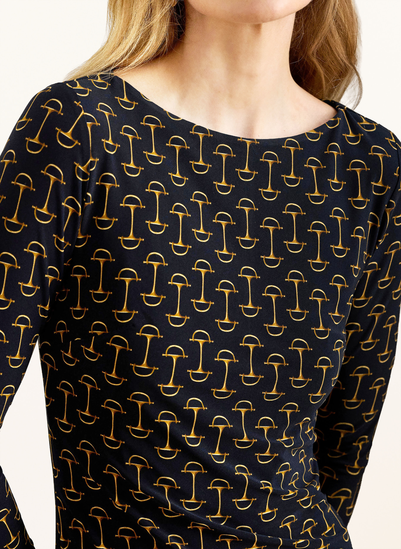 LAUREN RALPH LAUREN jerseyové šaty: TMAVĚ MODRÁ / KOŇAKOVÁ