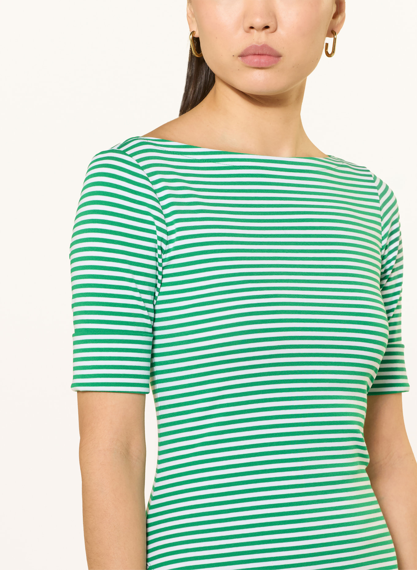 LAUREN RALPH LAUREN Jerseykleid: GRÜN / WEISS