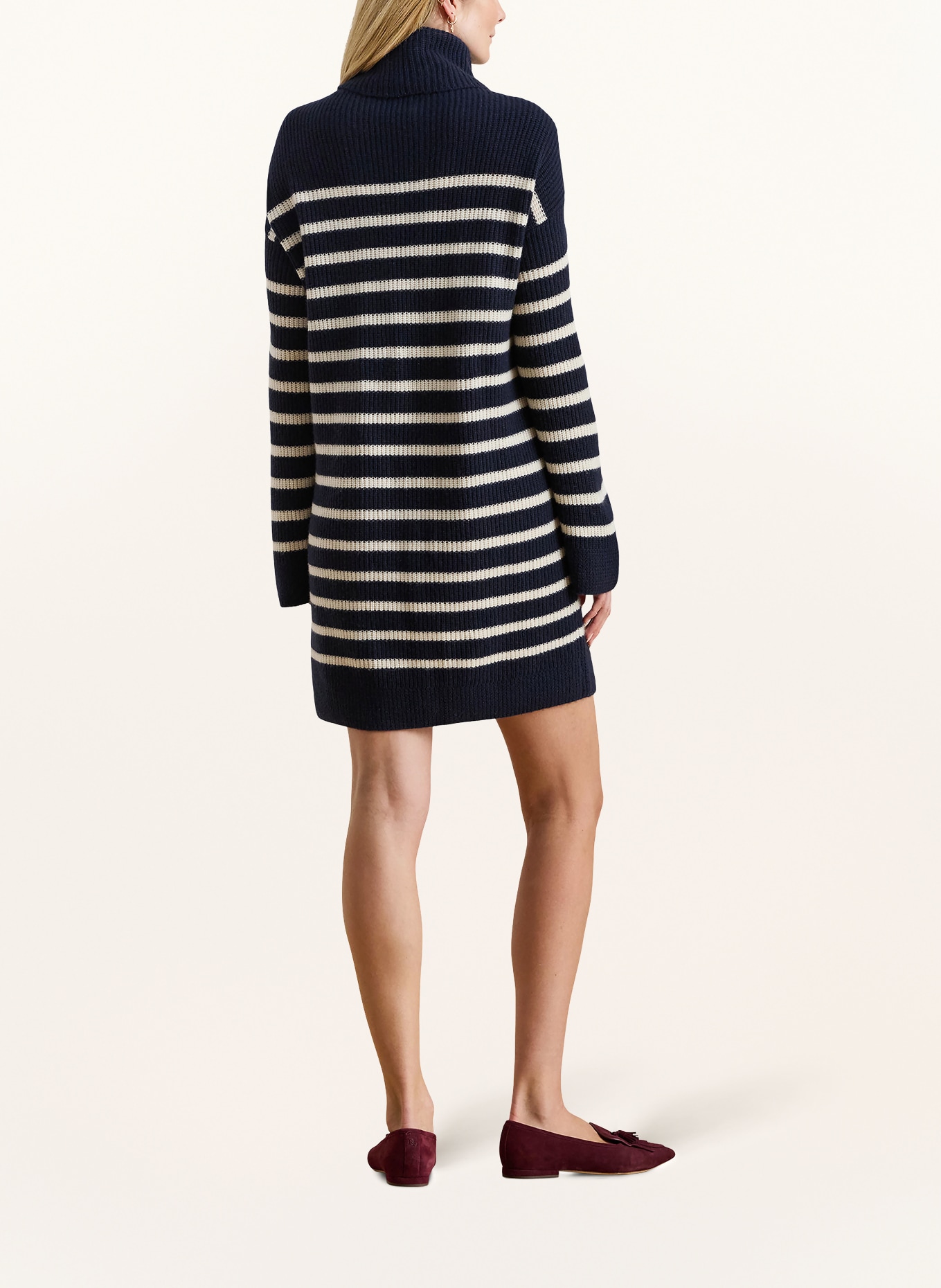 LAUREN RALPH LAUREN sukienka z dzianiny: GRANATOWY / KREMOWY