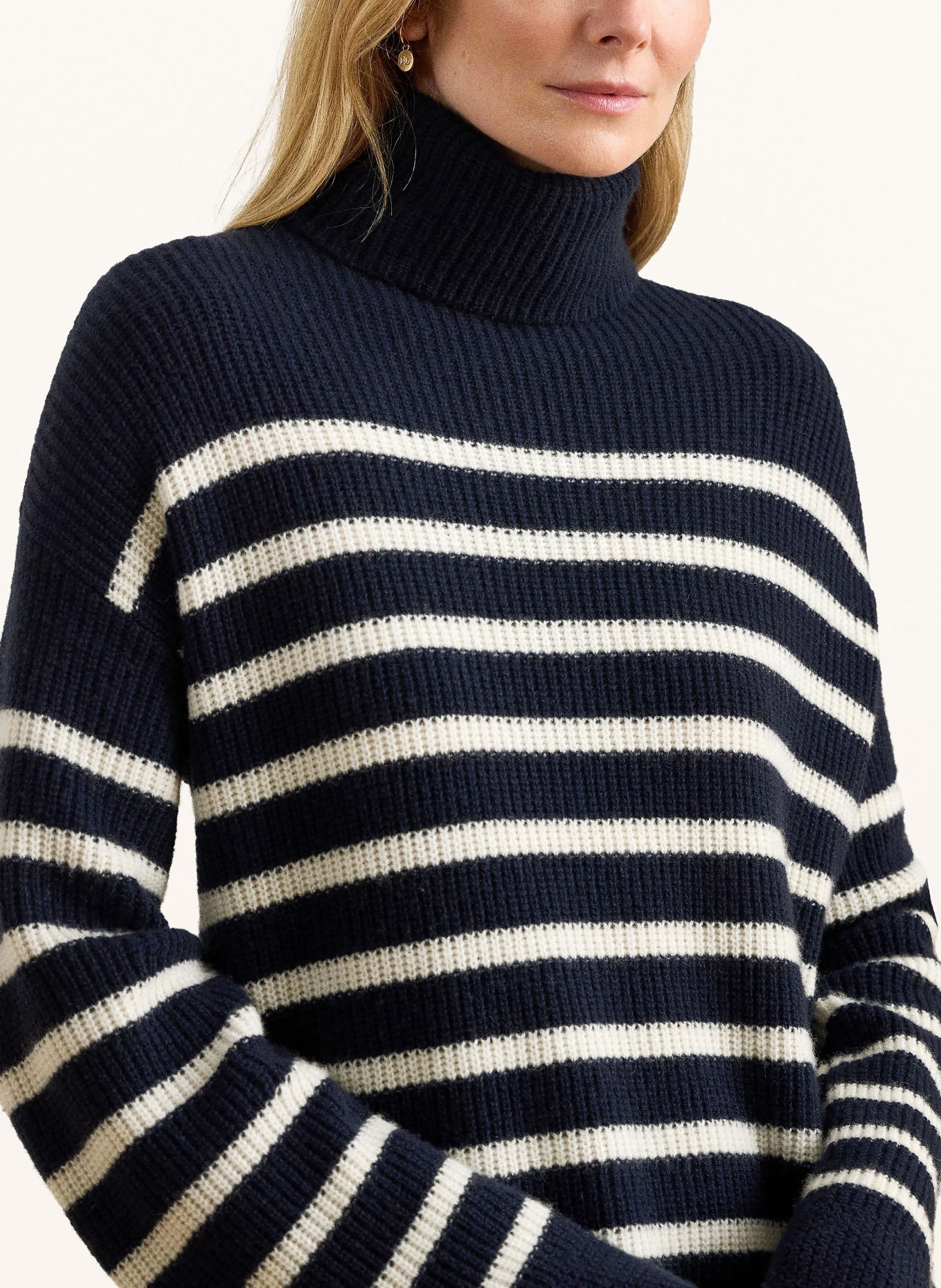 LAUREN RALPH LAUREN sukienka z dzianiny: GRANATOWY / KREMOWY