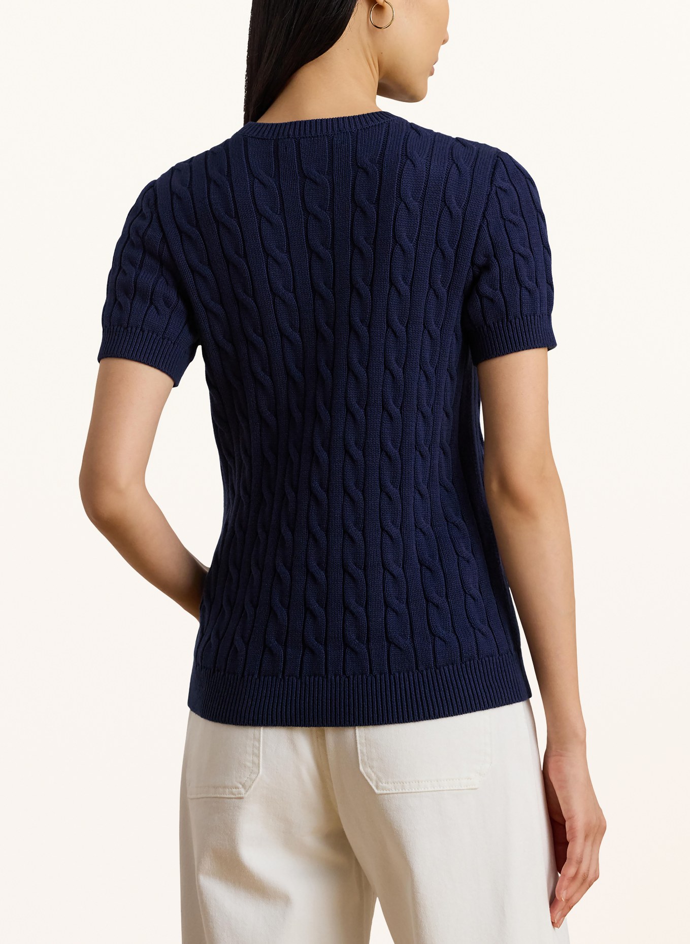 LAUREN RALPH LAUREN pletené tričko: TMAVĚ MODRÁ