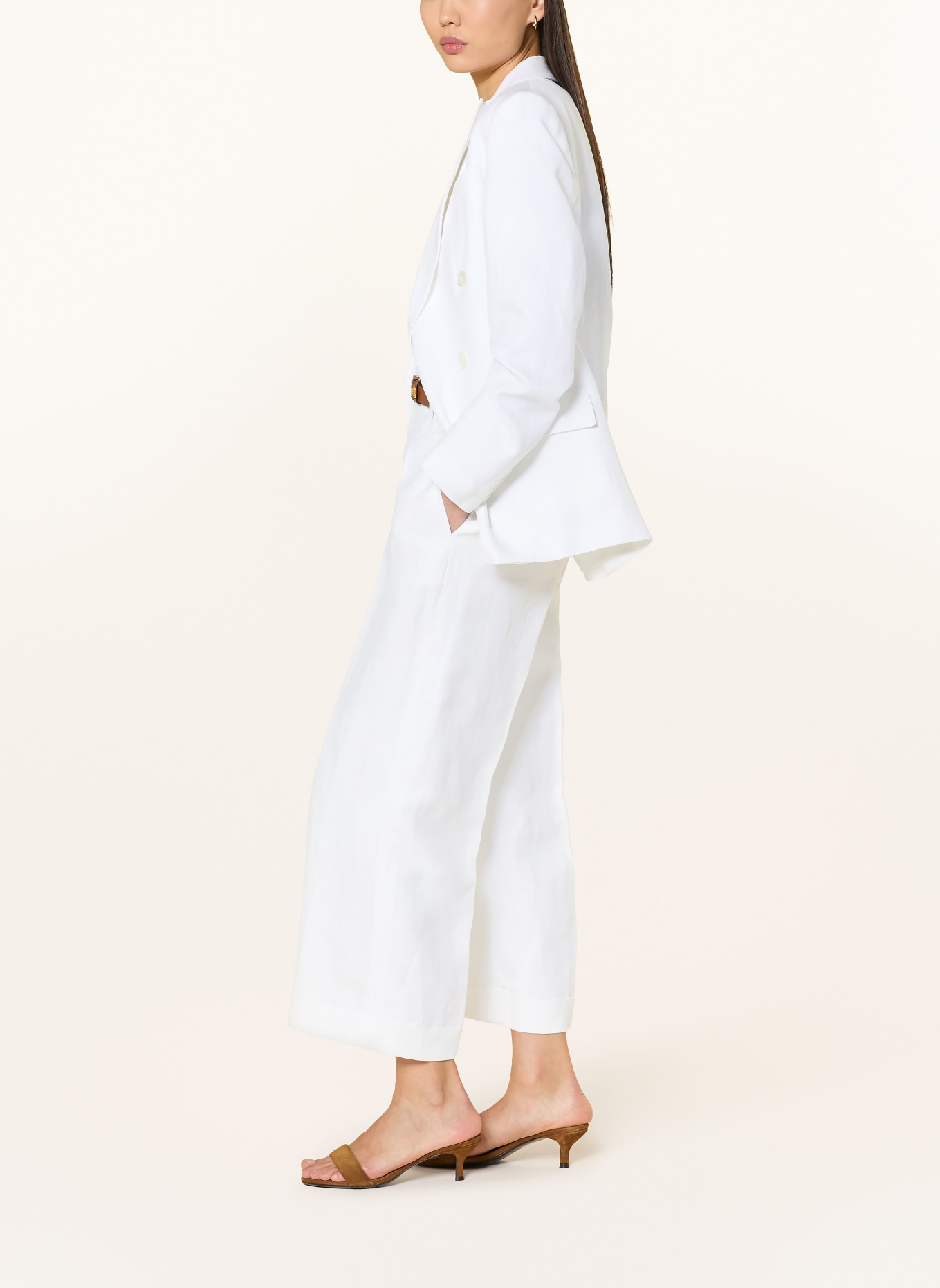 LAUREN RALPH LAUREN Hose mit Leinen: WEISS