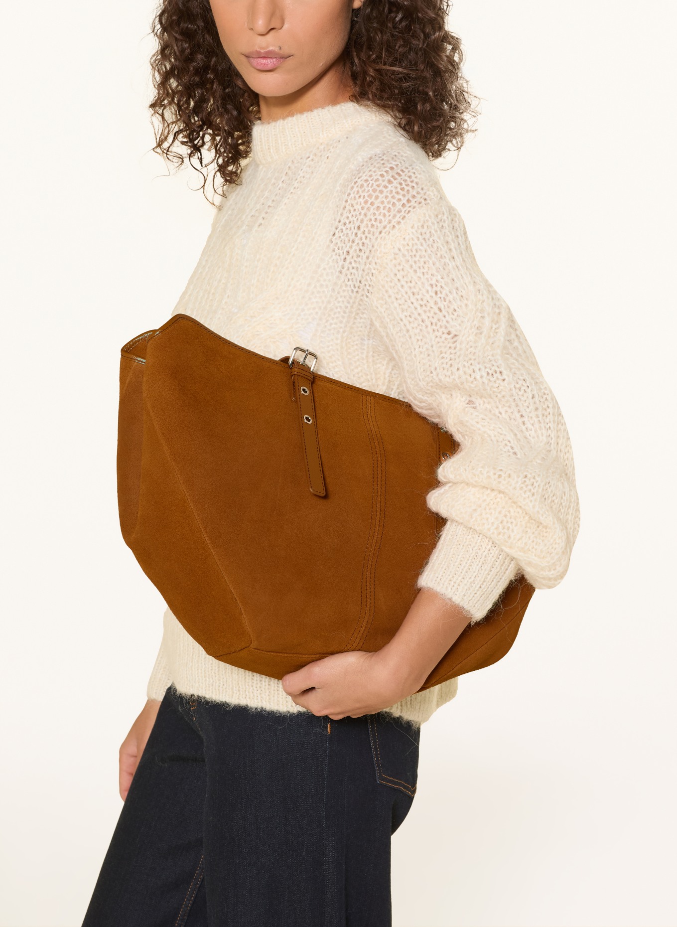 NÚNOO Sac cabas NORA avec pochette: COGNAC / ARGENT