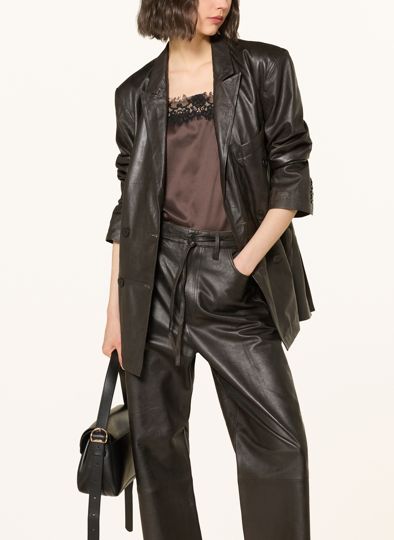 MRS & HUGS Lederhose: DUNKELBRAUN