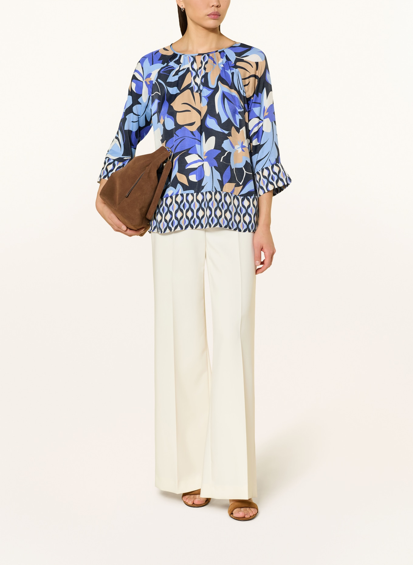 Betty Barclay Blusenshirt mit 3/4-Arm: DUNKELBLAU / HELLBLAU / WEISS