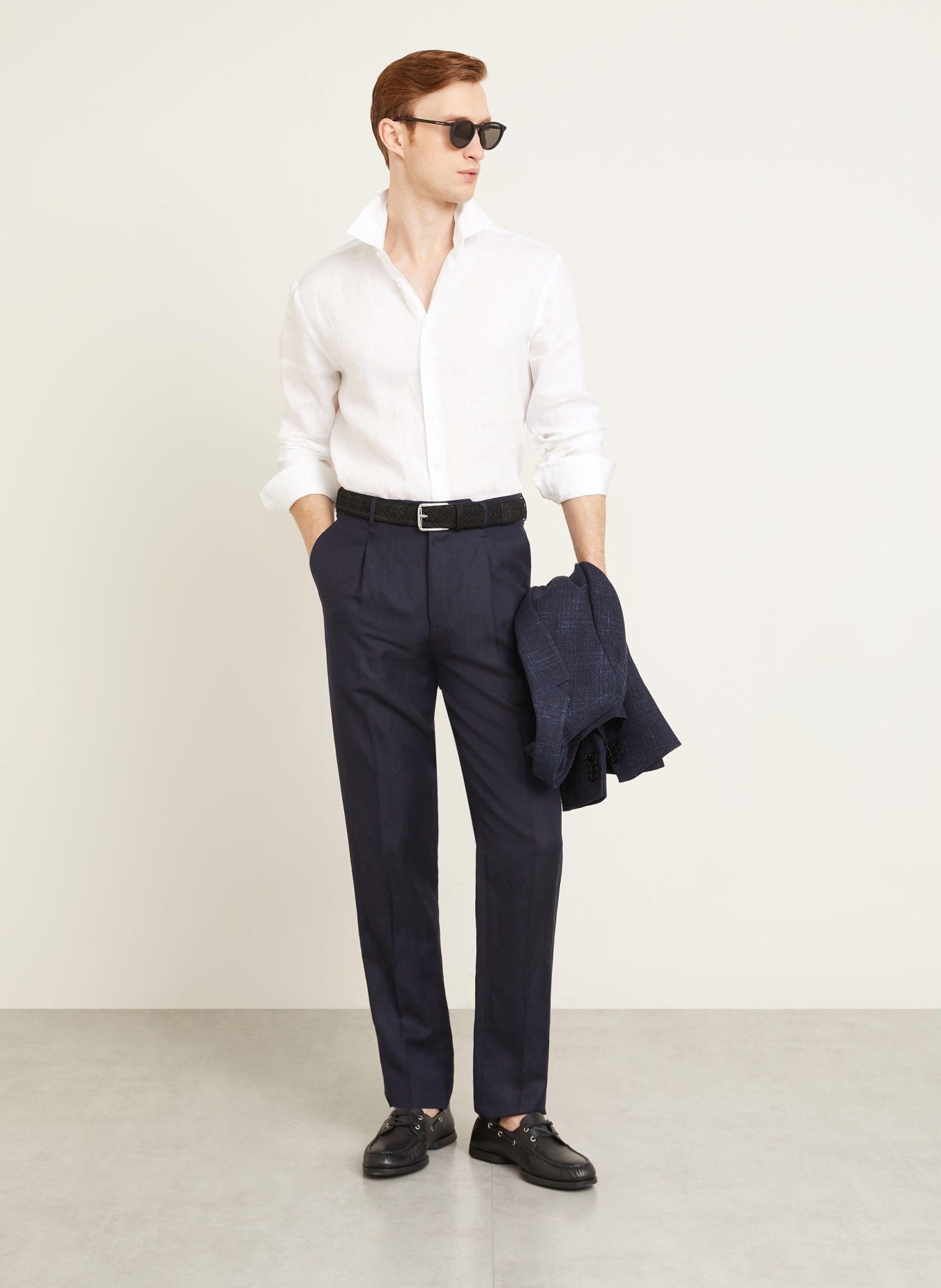 GIORGIO ARMANI Leinenhemd Regular Fit: WEISS