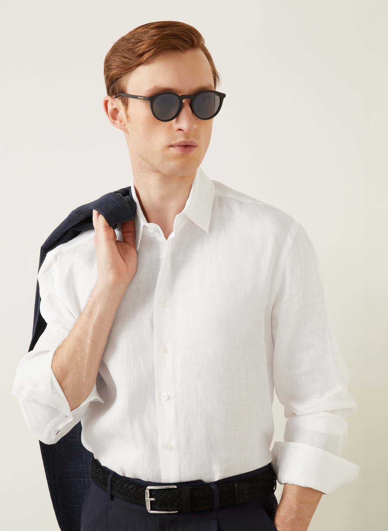 GIORGIO ARMANI Leinenhemd Regular Fit: WEISS