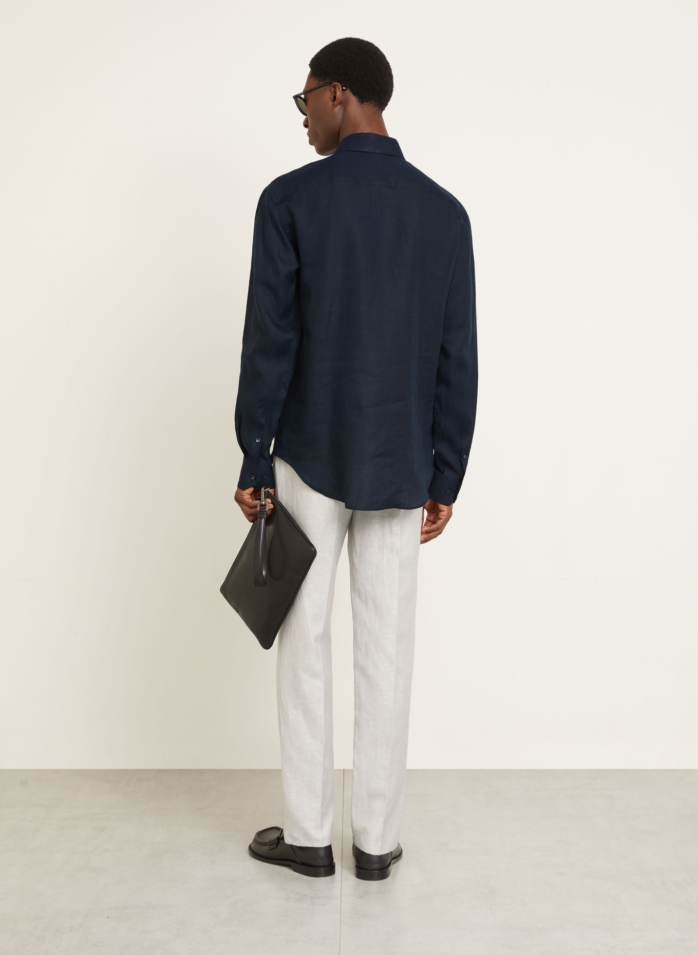 GIORGIO ARMANI Leinenhemd Regular Fit: DUNKELBLAU