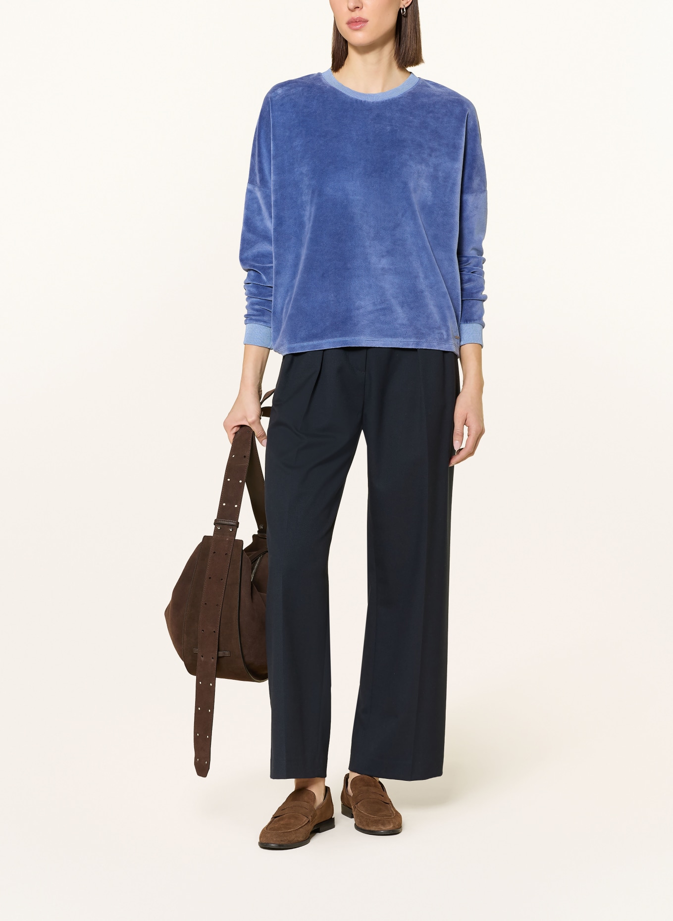 Herrlicher Sweatshirt SMILA aus Samt: BLAU