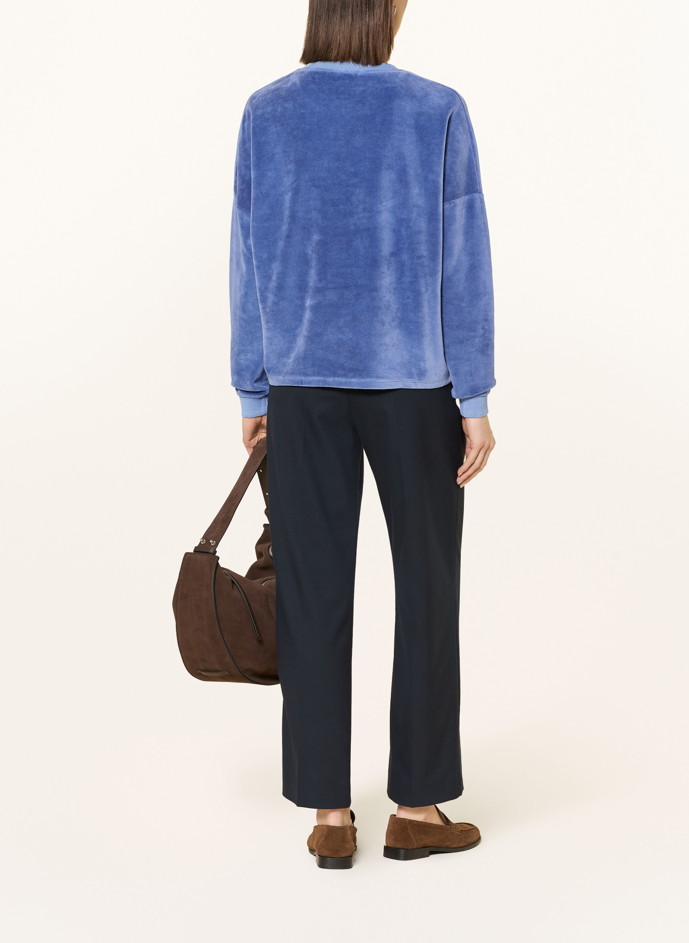 Herrlicher Sweatshirt SMILA aus Samt: BLAU