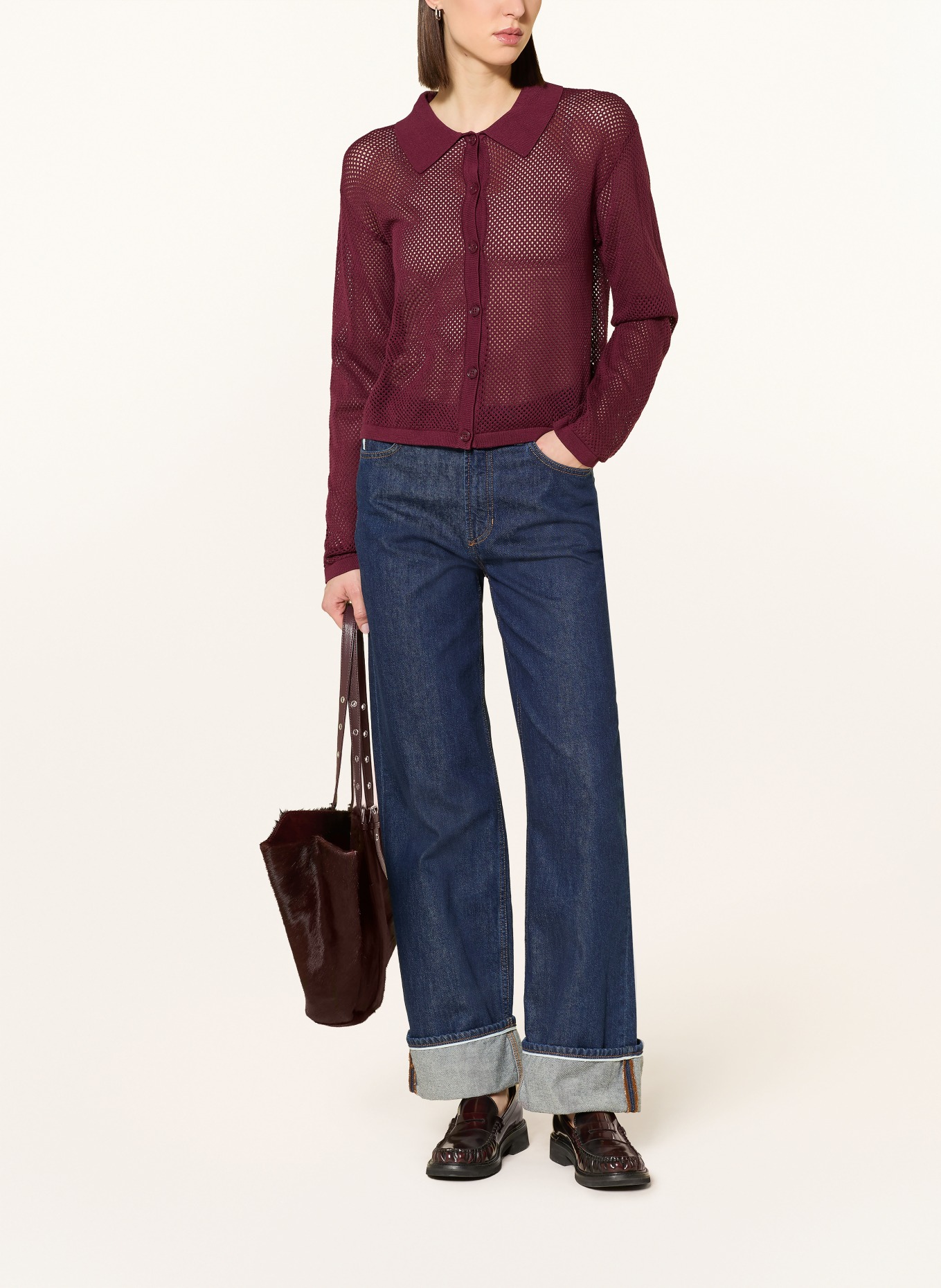 Herrlicher Strickjacke MARALOU: DUNKELROT