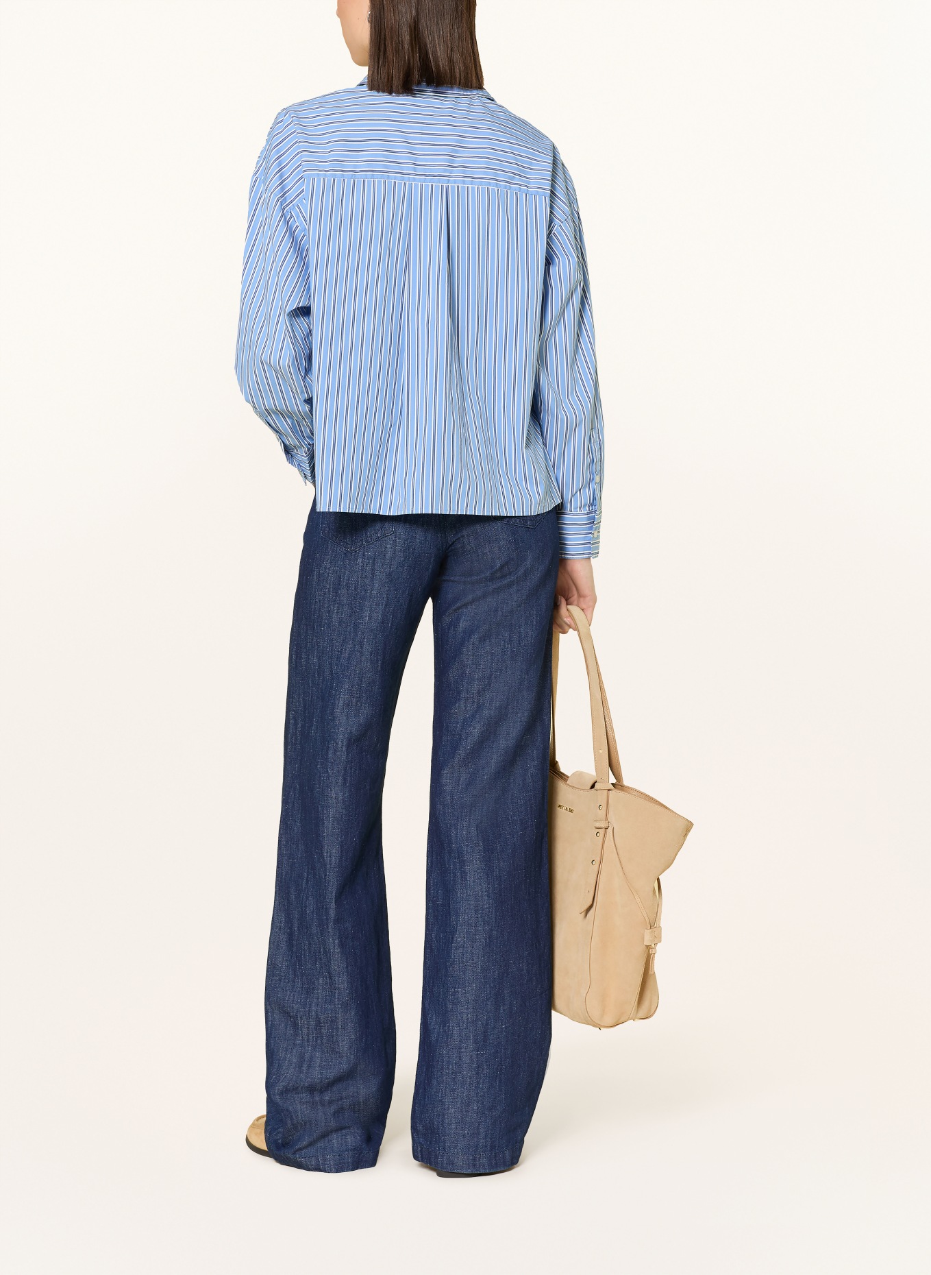 Herrlicher Hemdbluse PERLINA: HELLBLAU / WEISS