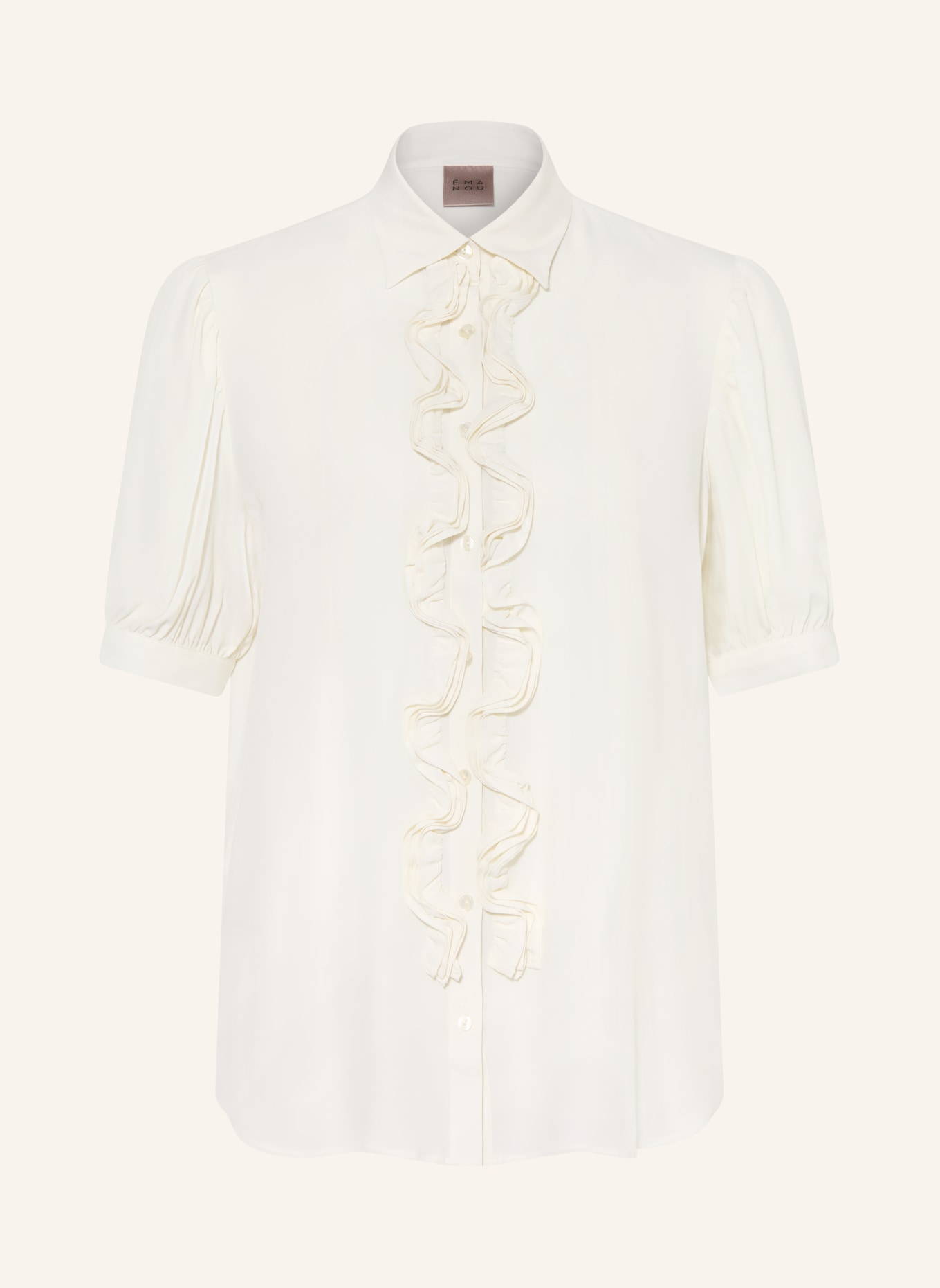 ÉMANOU Hemdbluse SHIRLEY mit Seide und Rüschen: CREME