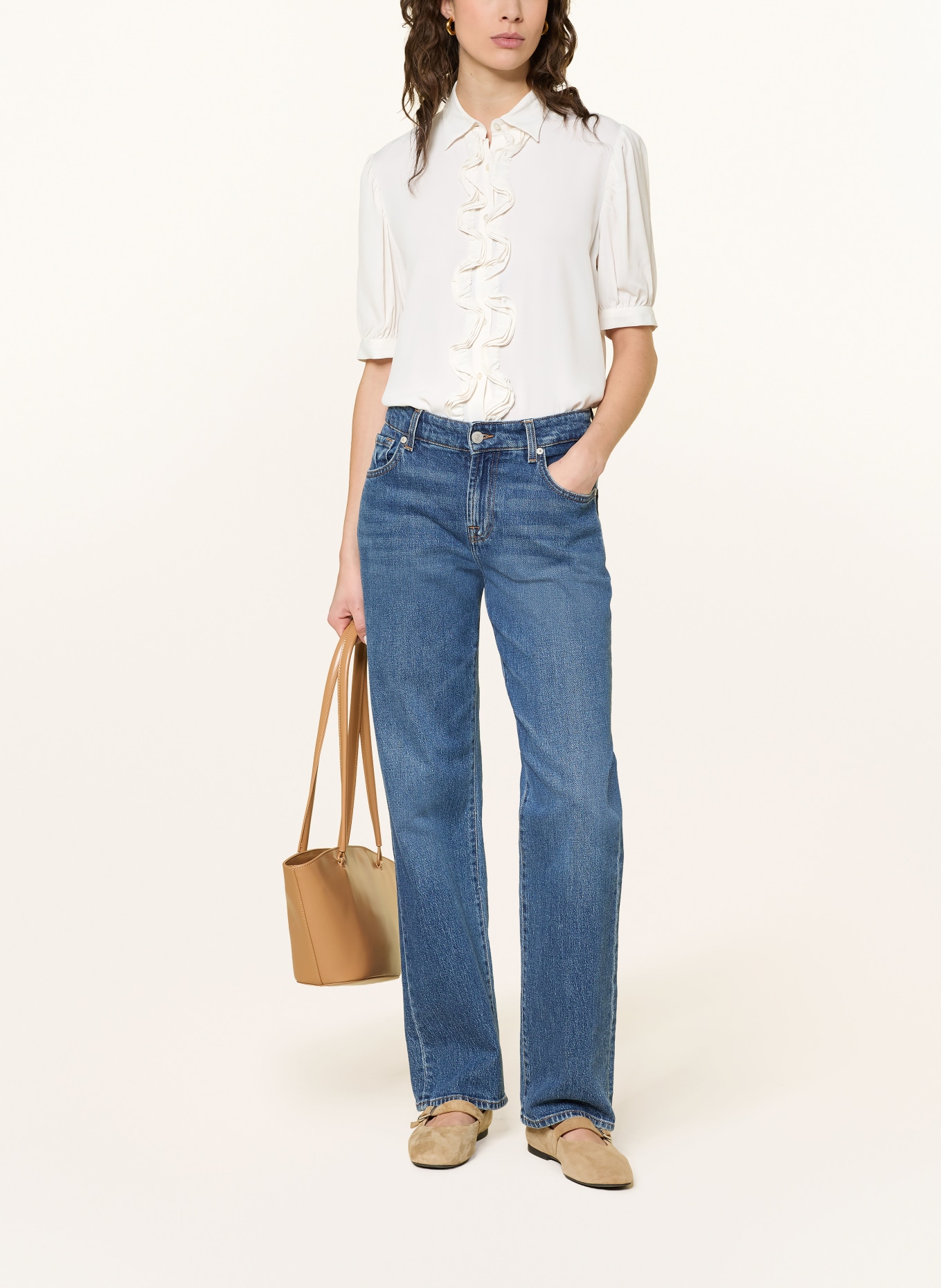 ÉMANOU Hemdbluse SHIRLEY mit Seide und Rüschen: CREME