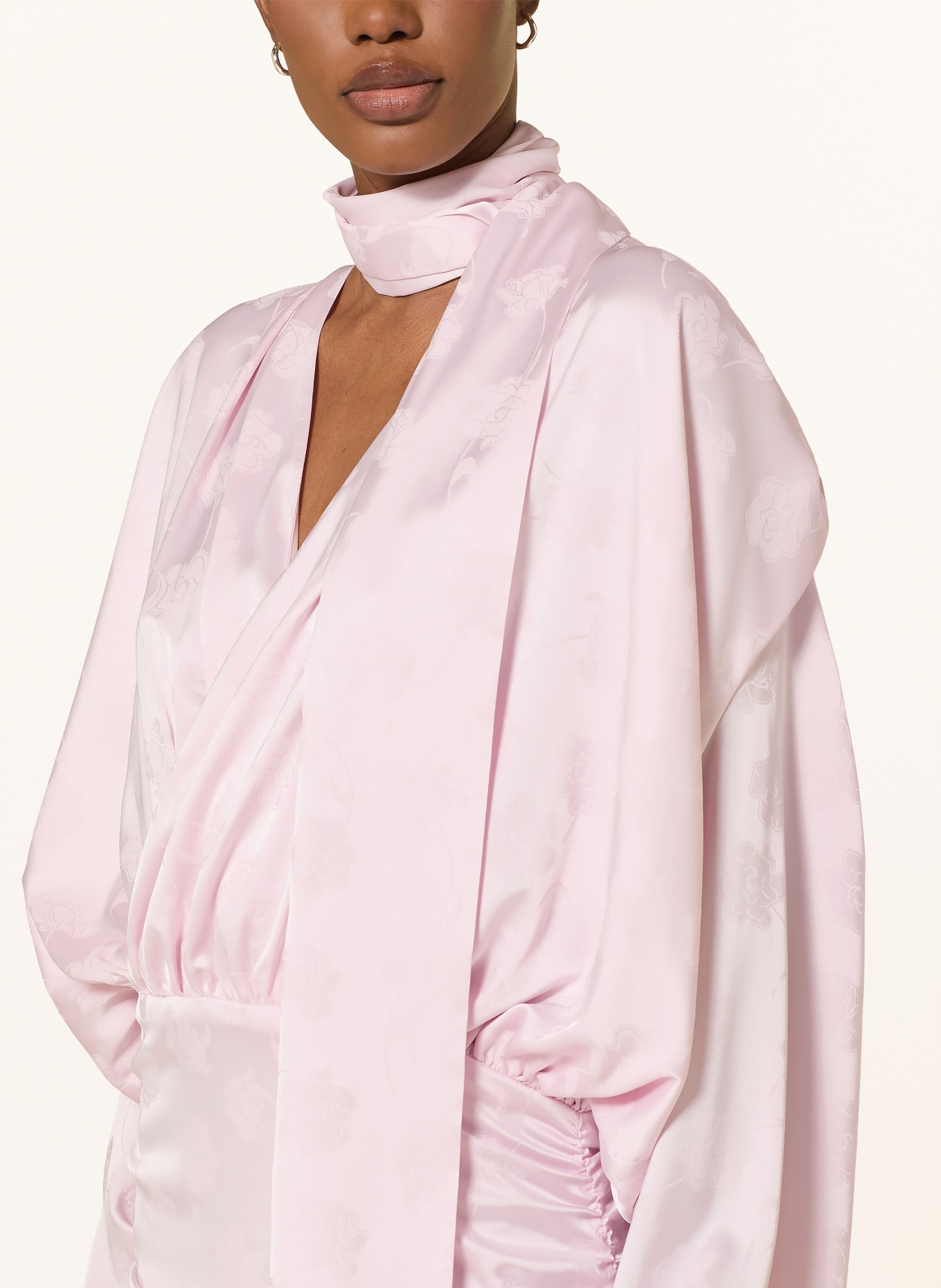 ROTATE Satin dress with detachable scarf: PINK