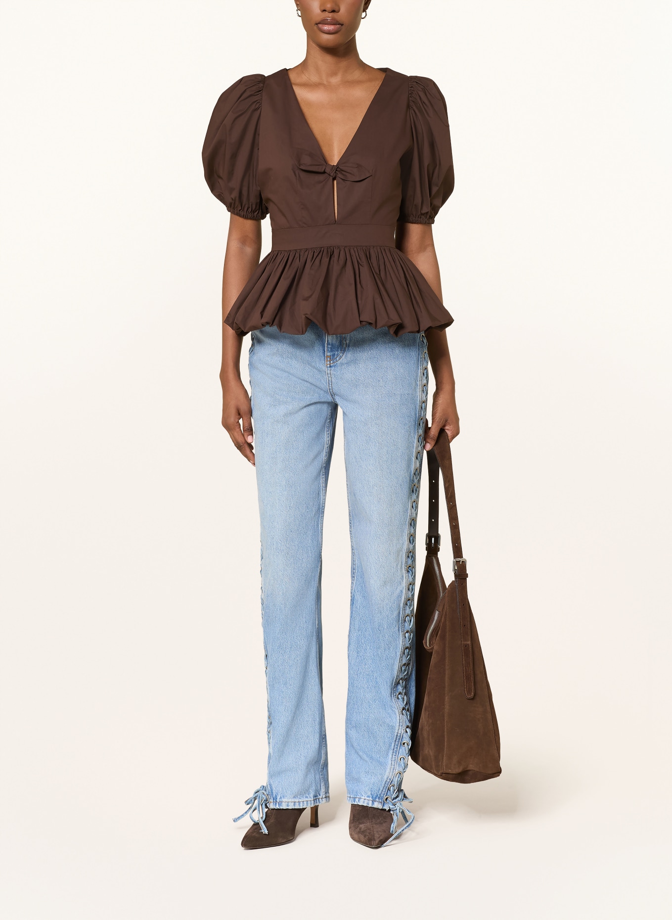 ROTATE Blusenshirt: BRAUN