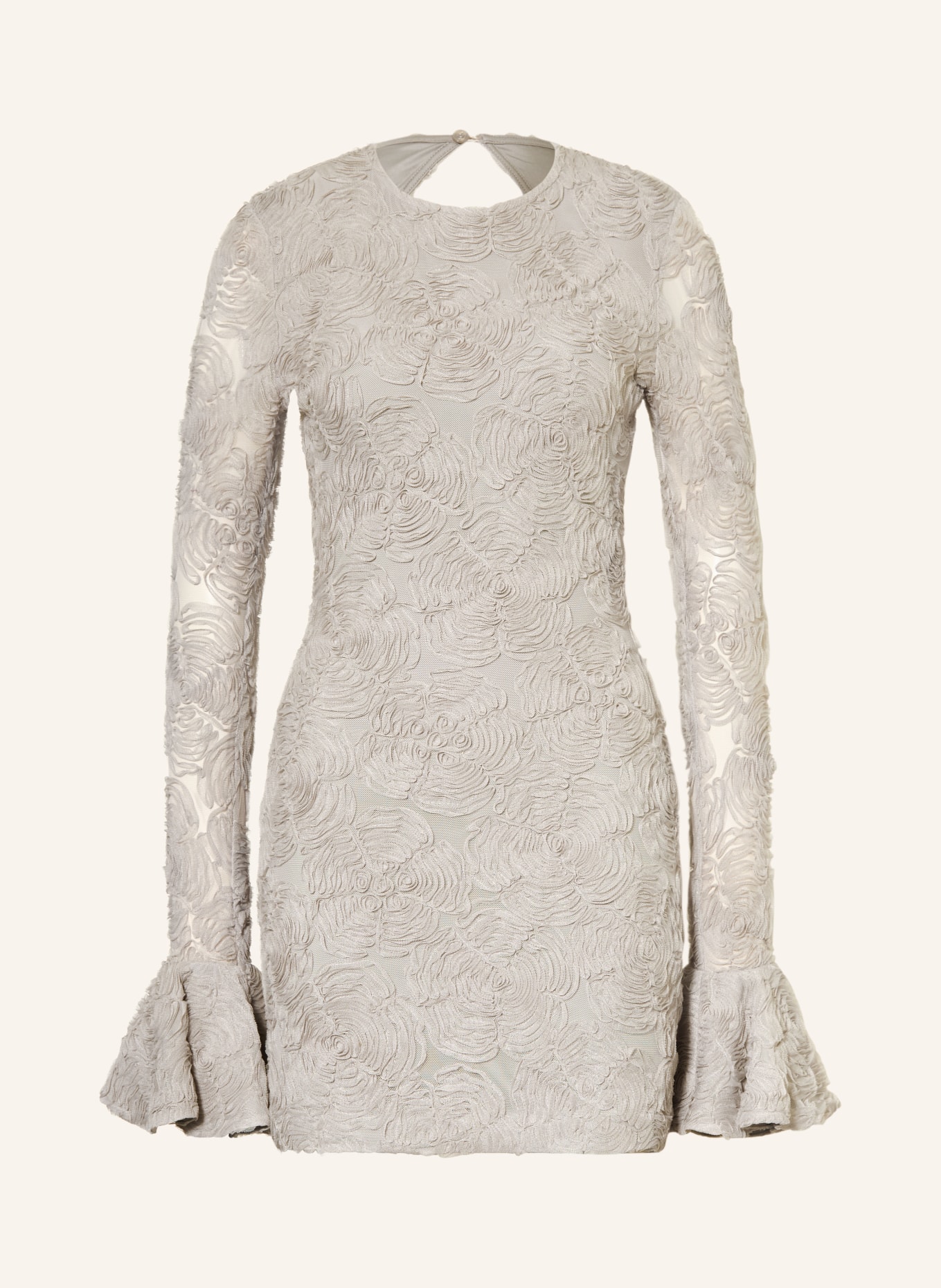 ROTATE Mesh-Kleid mit Volants: GRAU