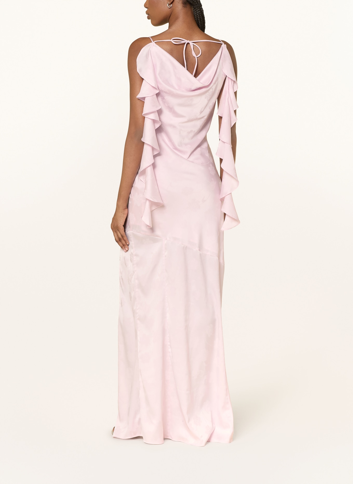 ROTATE Abendkleid mit Volants: HELLROSA