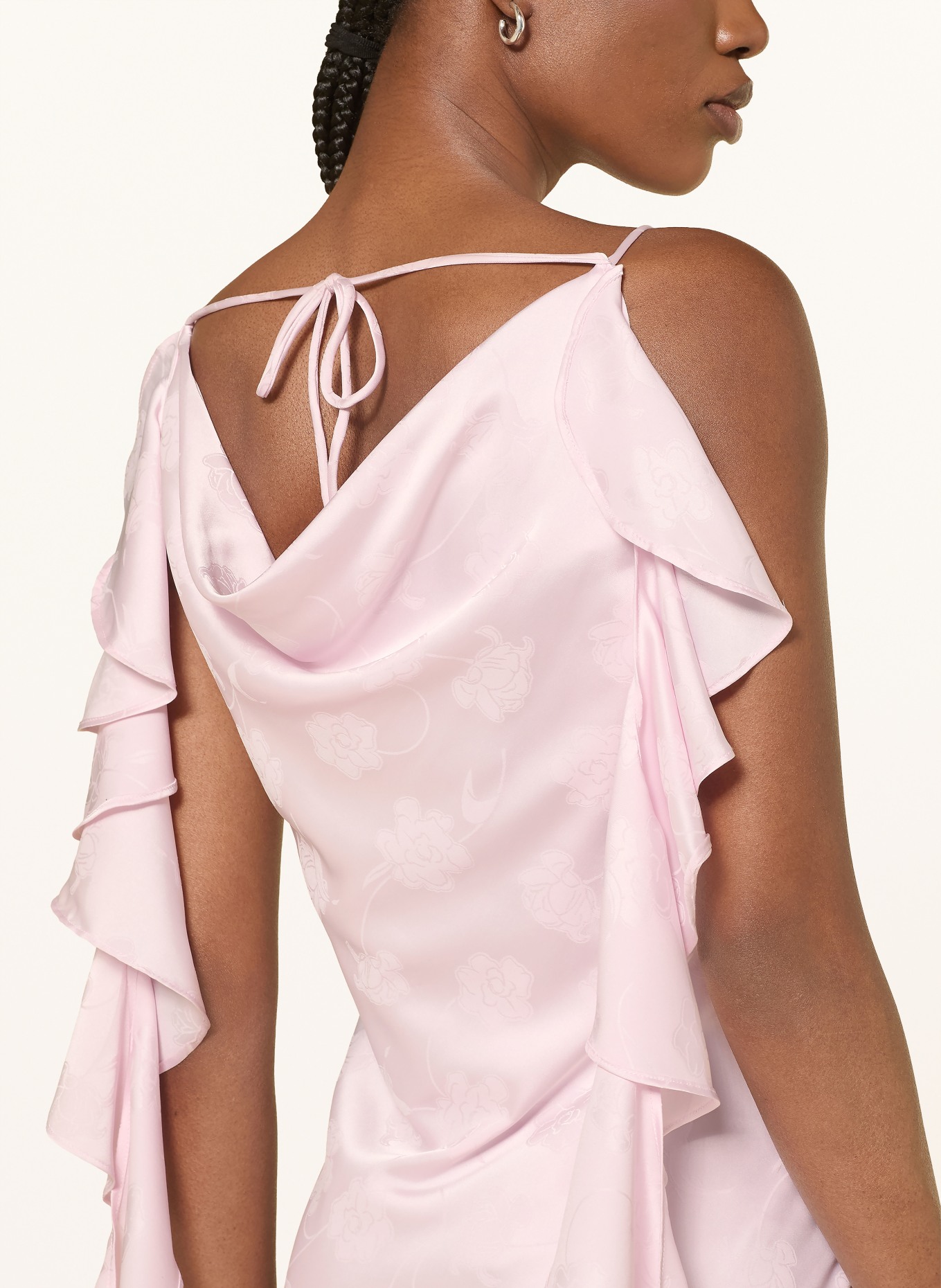 ROTATE Abendkleid mit Volants: HELLROSA