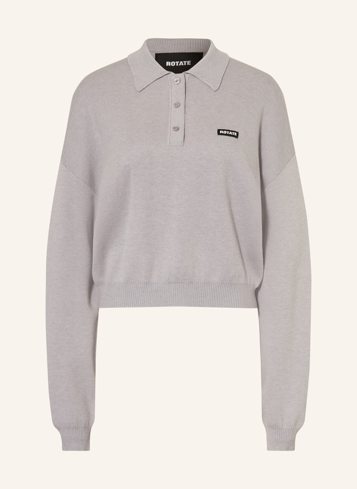ROTATE knitted polo shirt: LIGHT GRAY