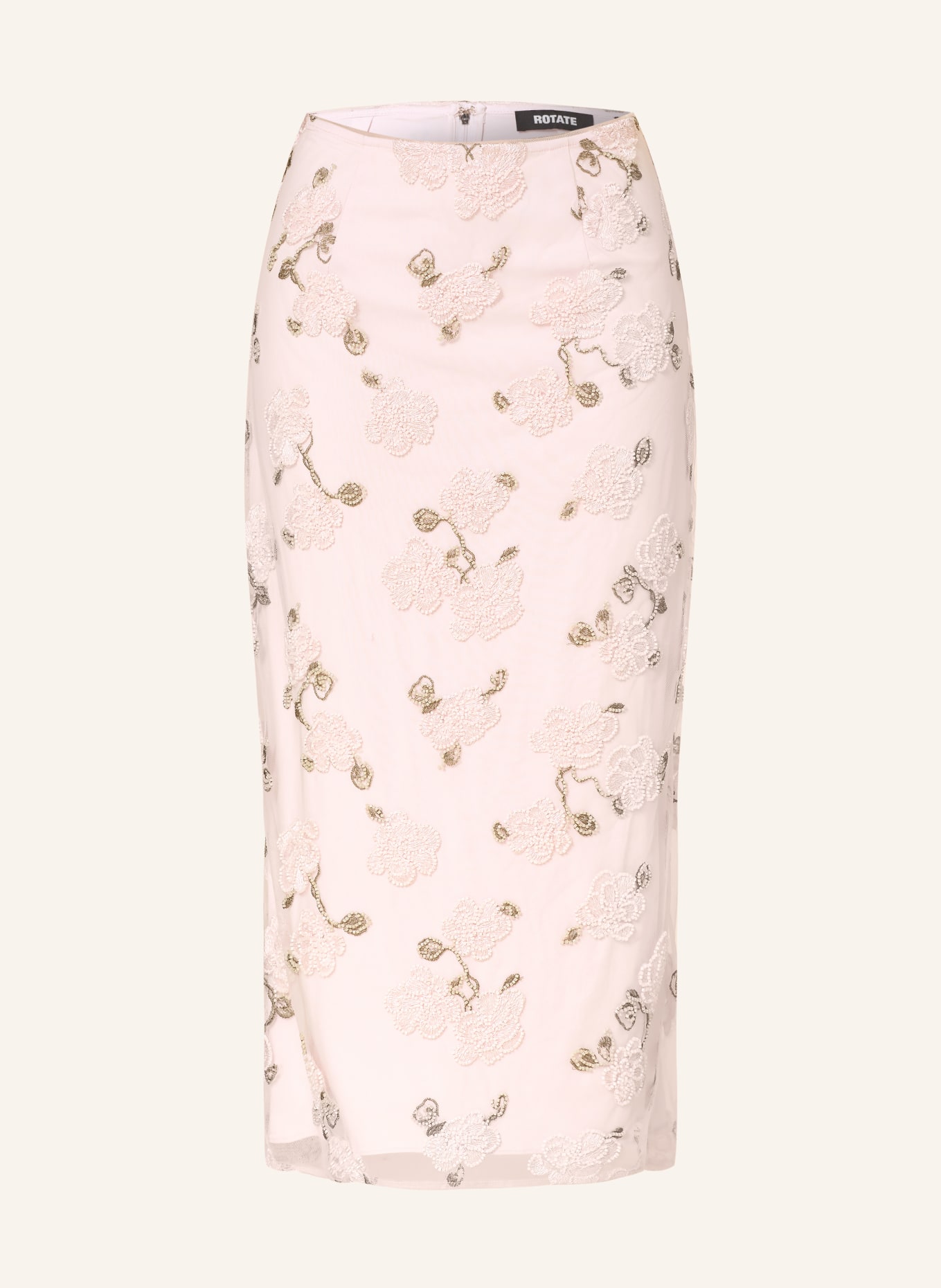 ROTATE Síťovaná sukně s ozdobnými kameny: SVĚTLE RŮŽOVÁ / ZELENÁ