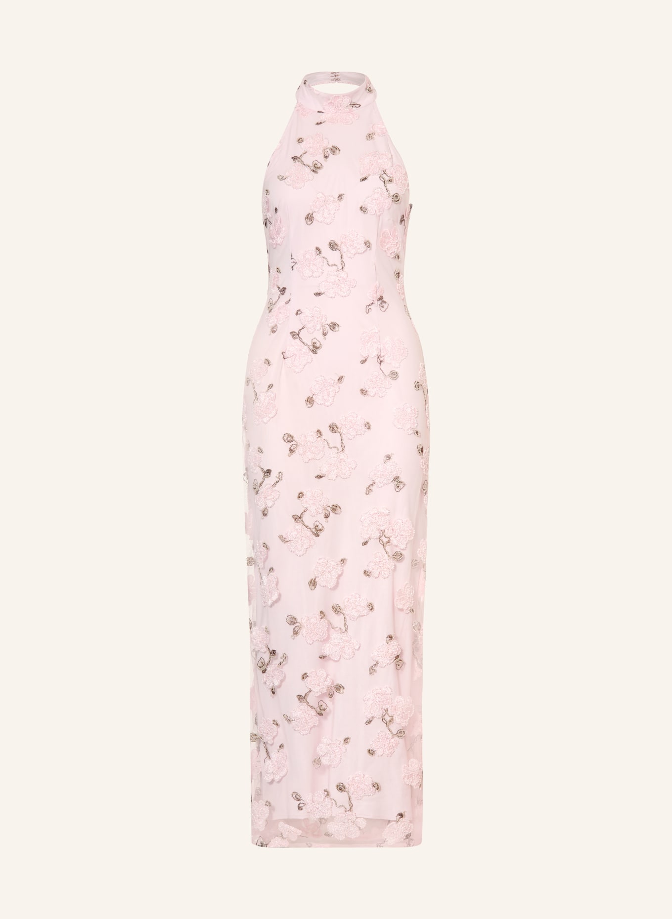 ROTATE Abendkleid mit Schmuckperlen: HELLROSA